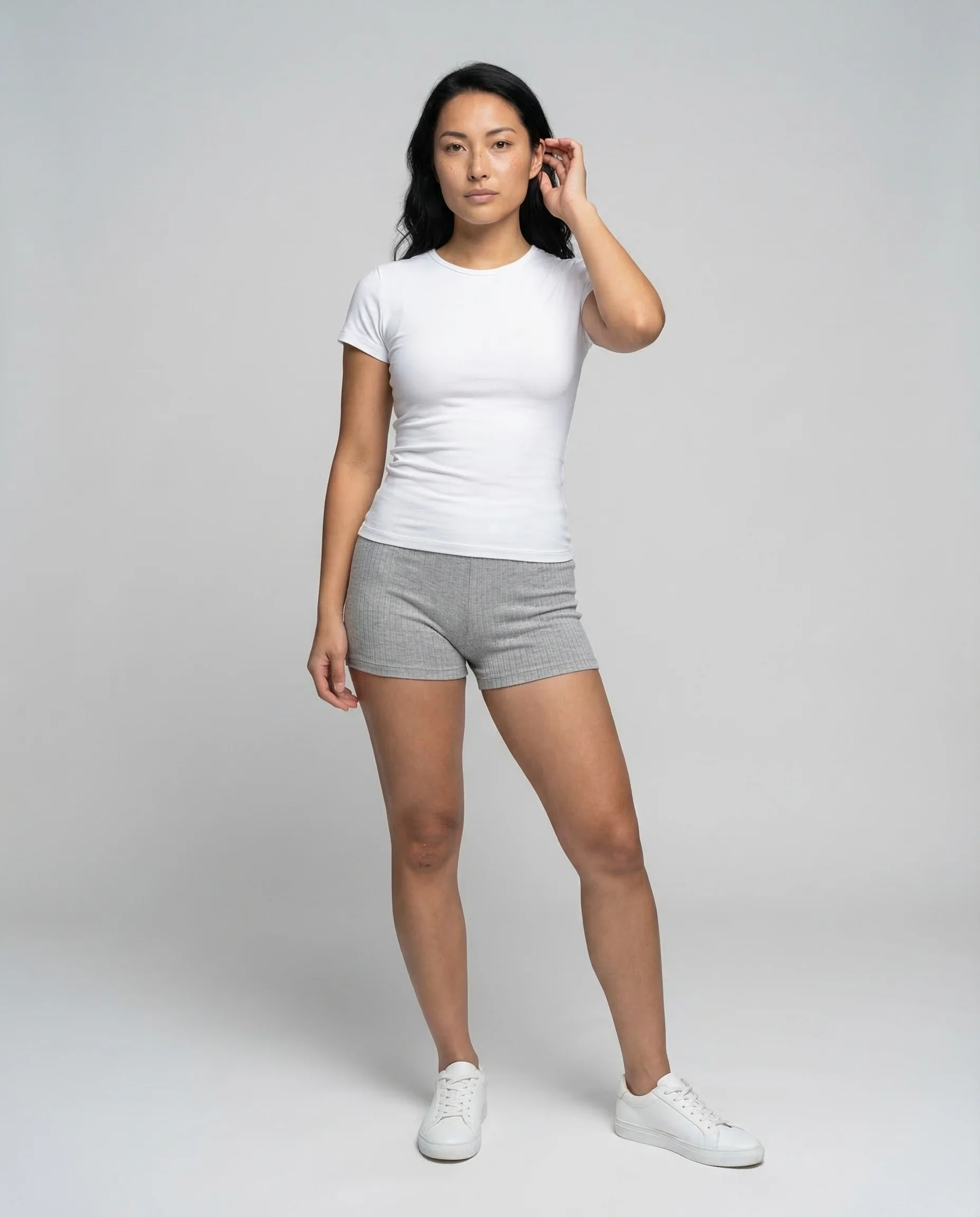 Damen Rippstrick Shorts Elastikbund