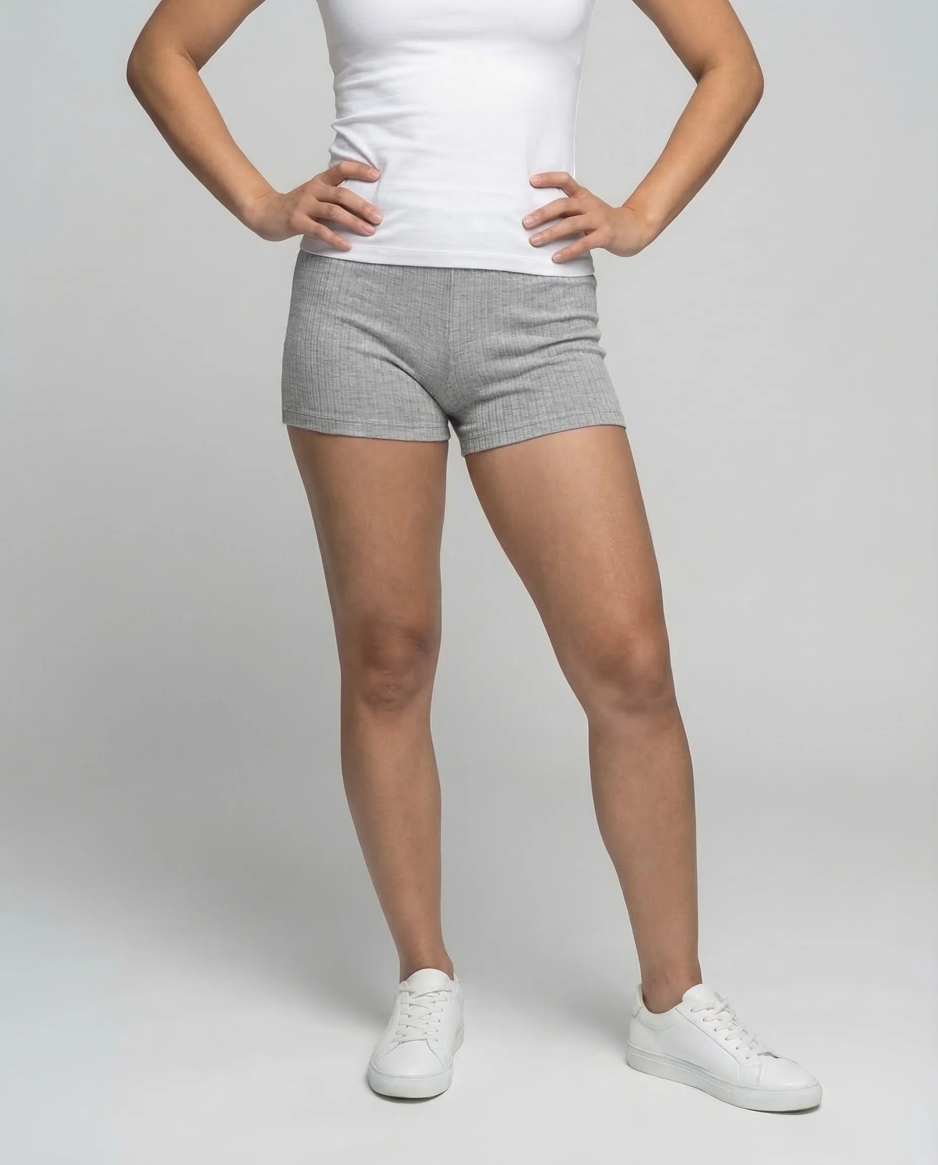 Damen Rippstrick Shorts Elastikbund - Image 2