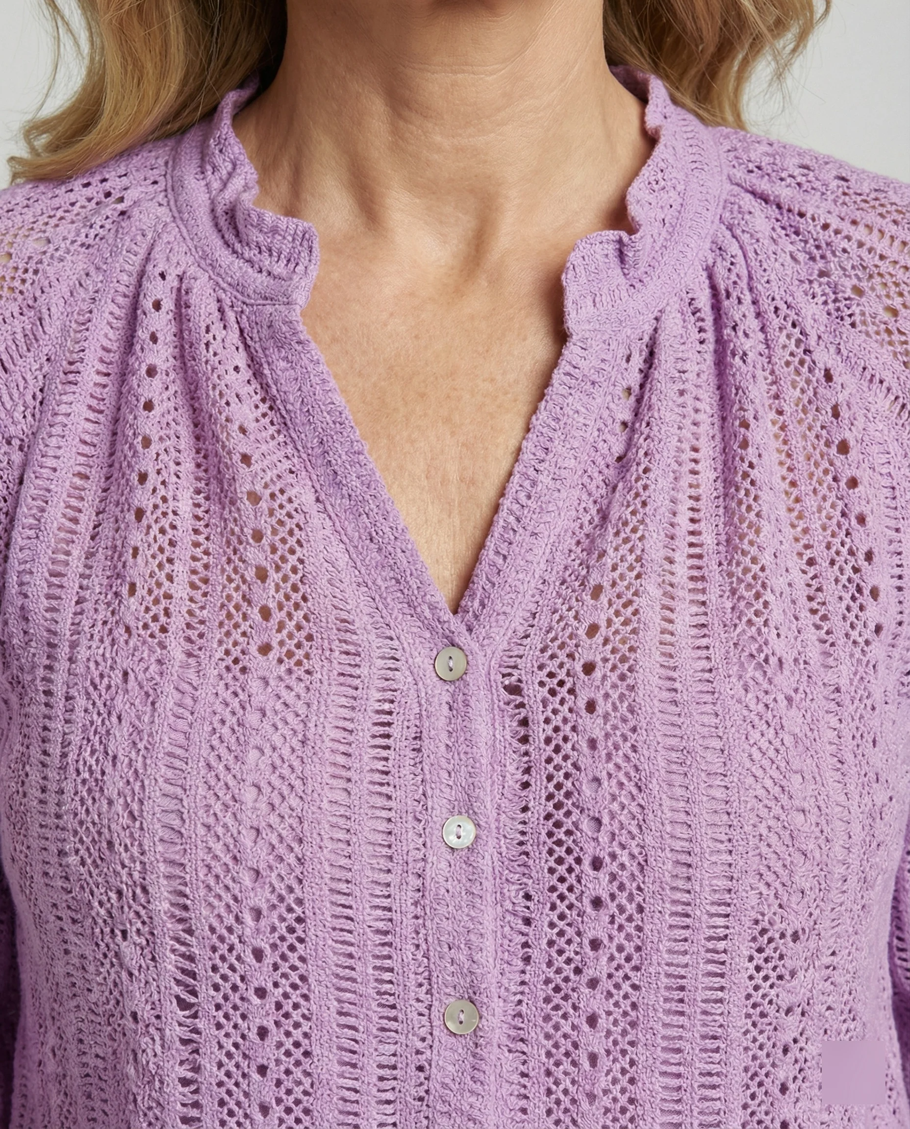 Häkelspitzenbluse Mit V-Ausschnitt Damen - Image 6