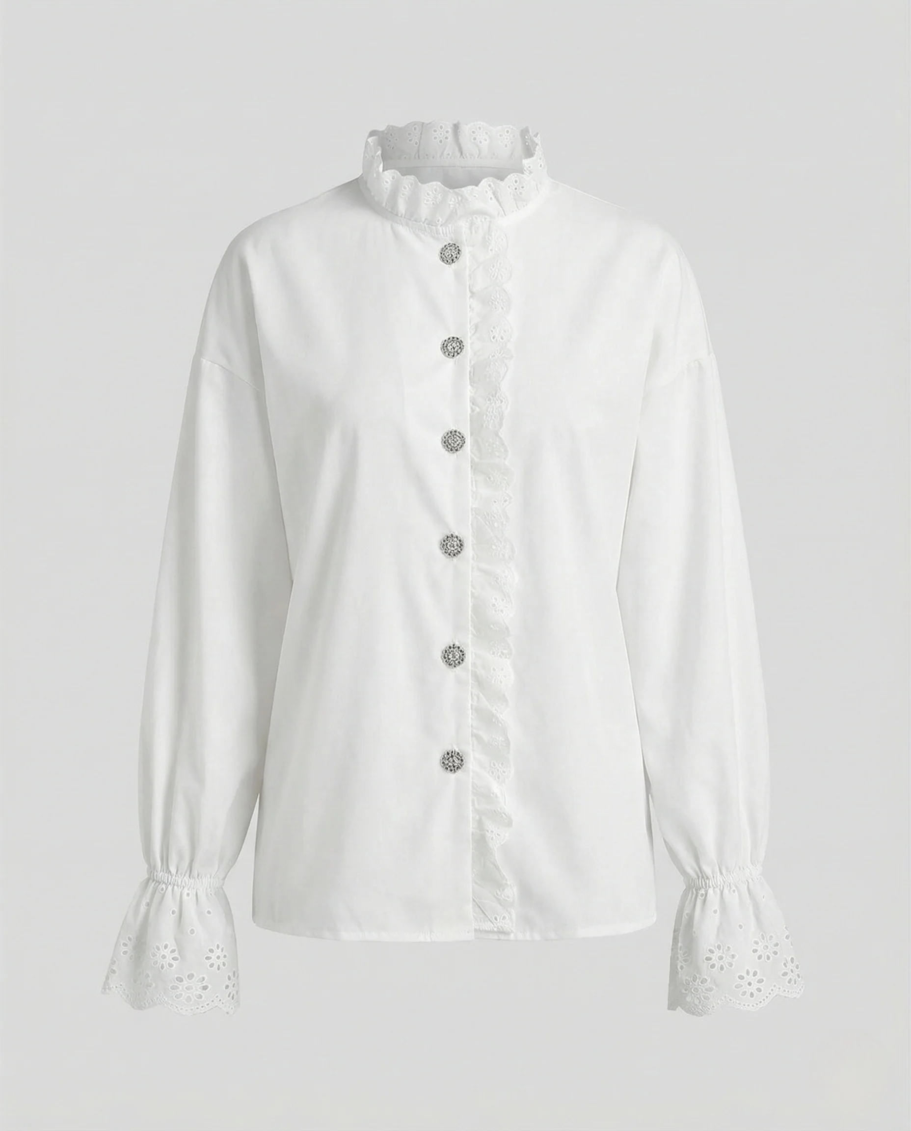 Damen Rüschenbluse mit Lochstickerei - Image 5