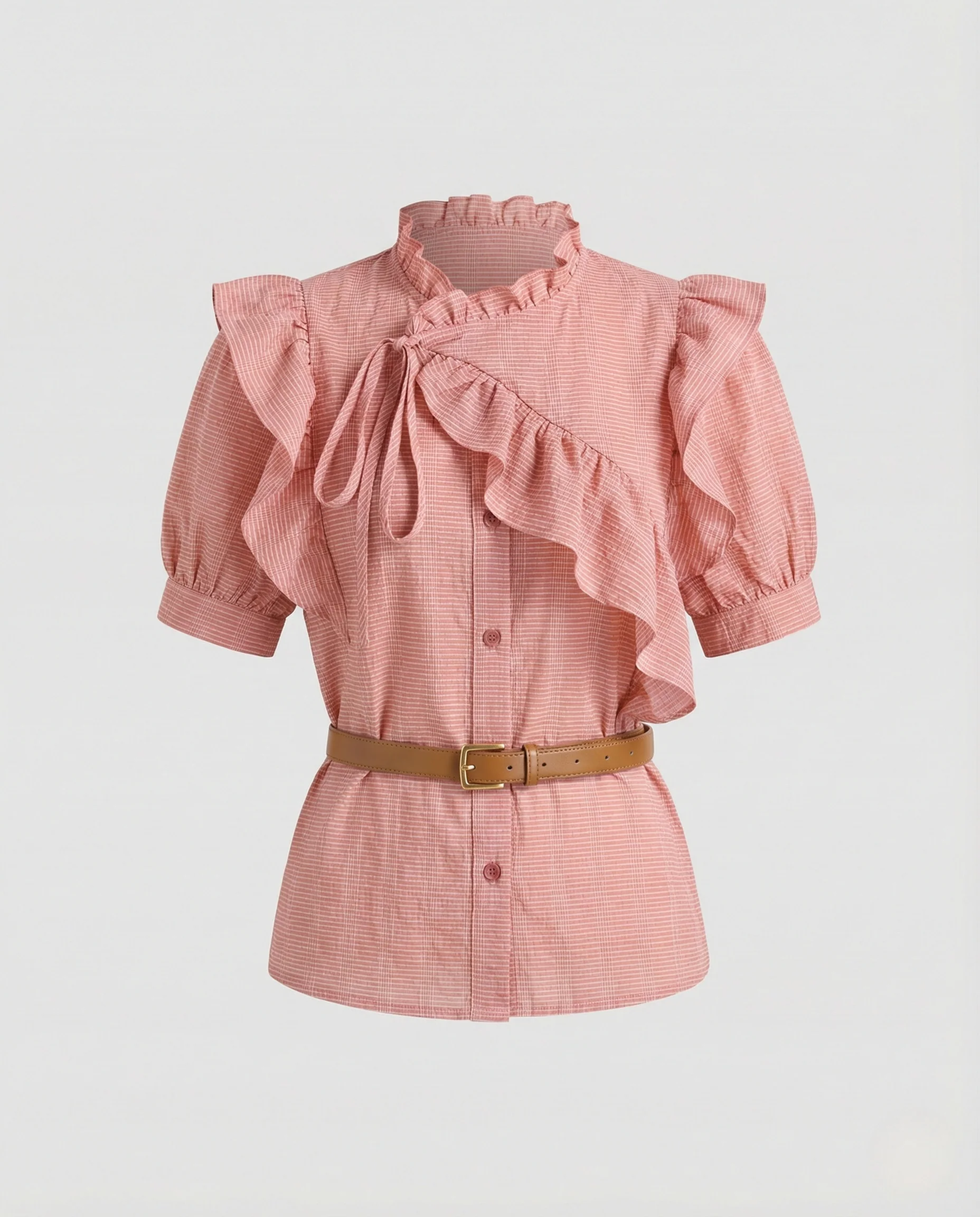 Damen Volantbluse mit Asymmetrischer Rüschenfront - Image 5