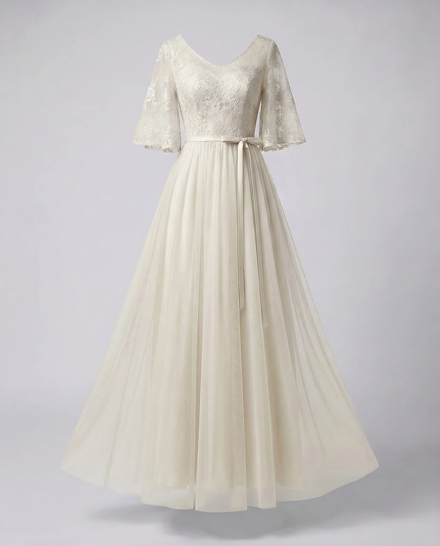 Damen Abendkleid Spitze Tüllcape - Image 7