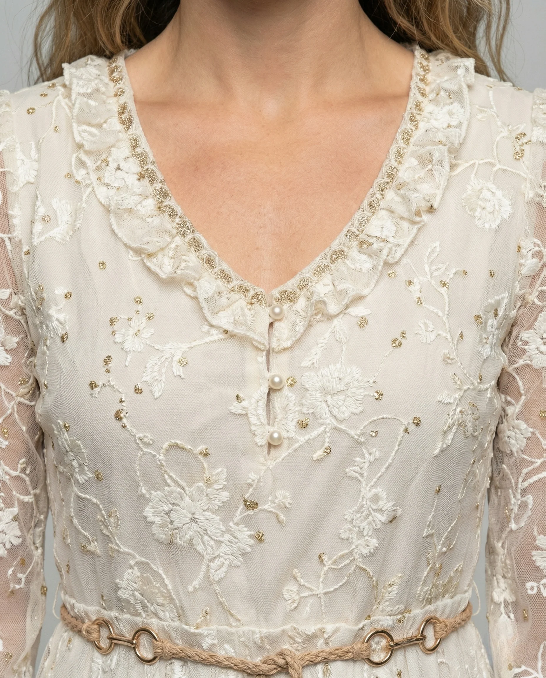 Damen Lagen Spitzenkleid mit Ballonärmeln - Image 3