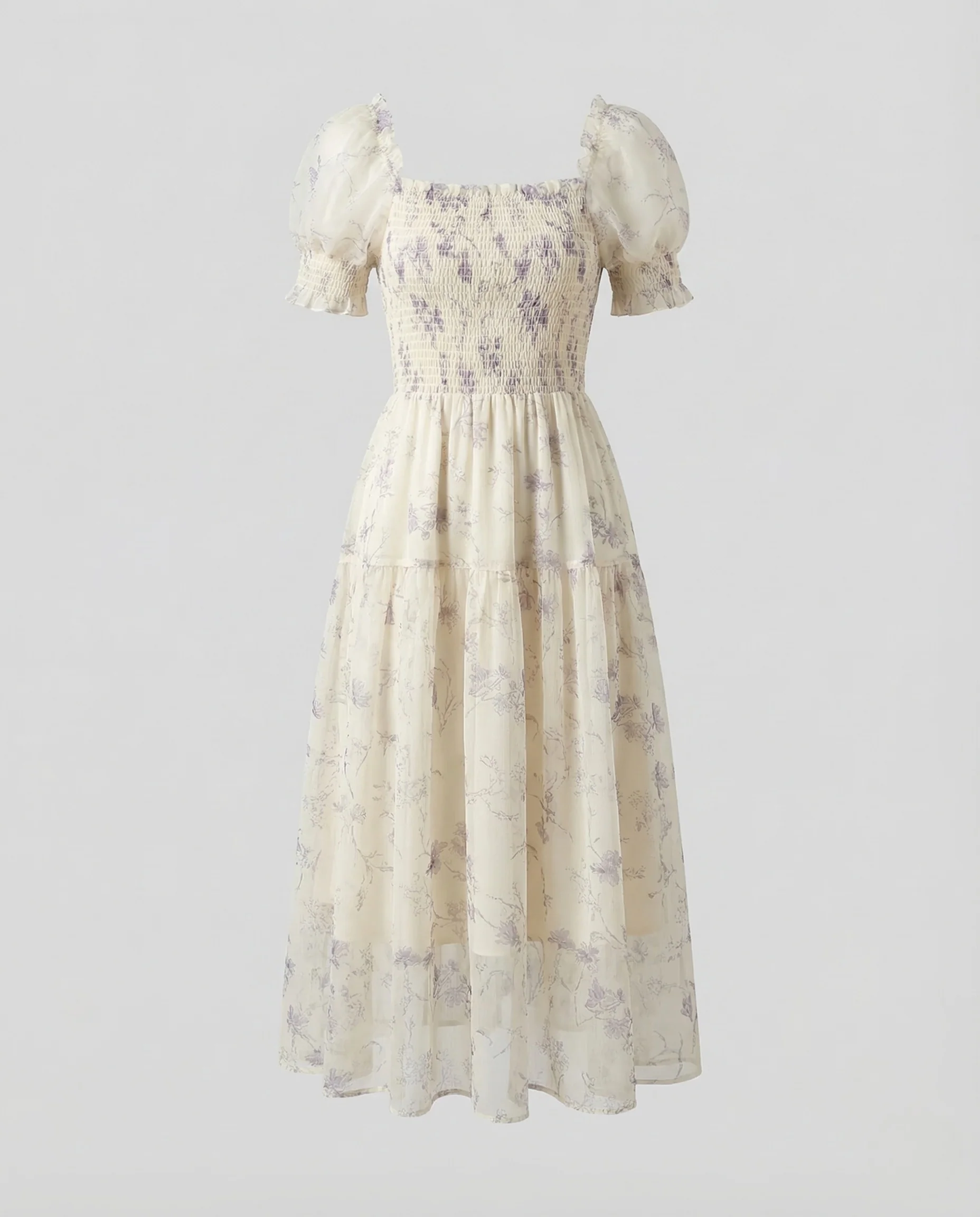 Damen Maxikleid Gesmokt Puffärmel - Image 5