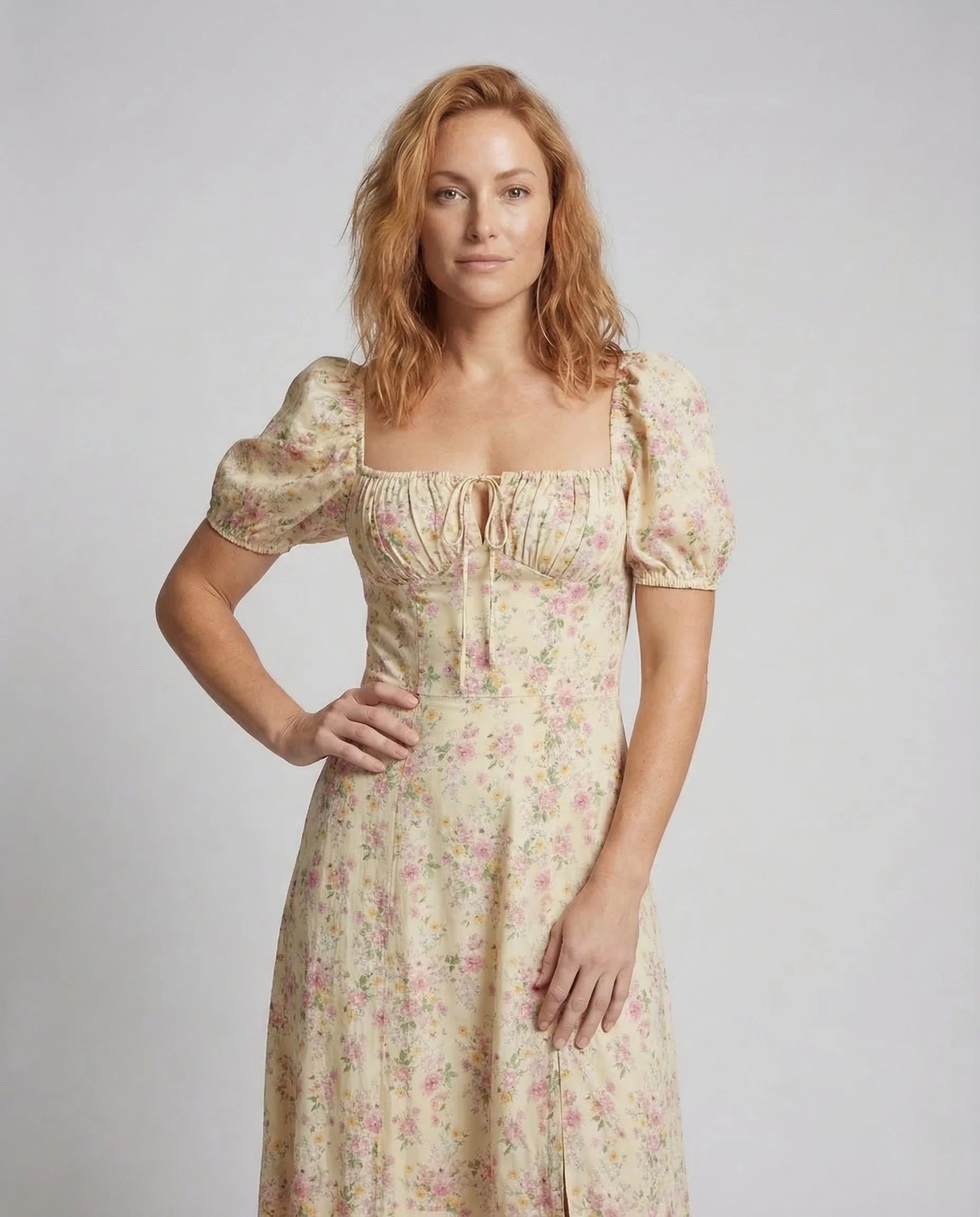 Damen Maxikleid Herz Ausschnitt Schlitz - Image 2