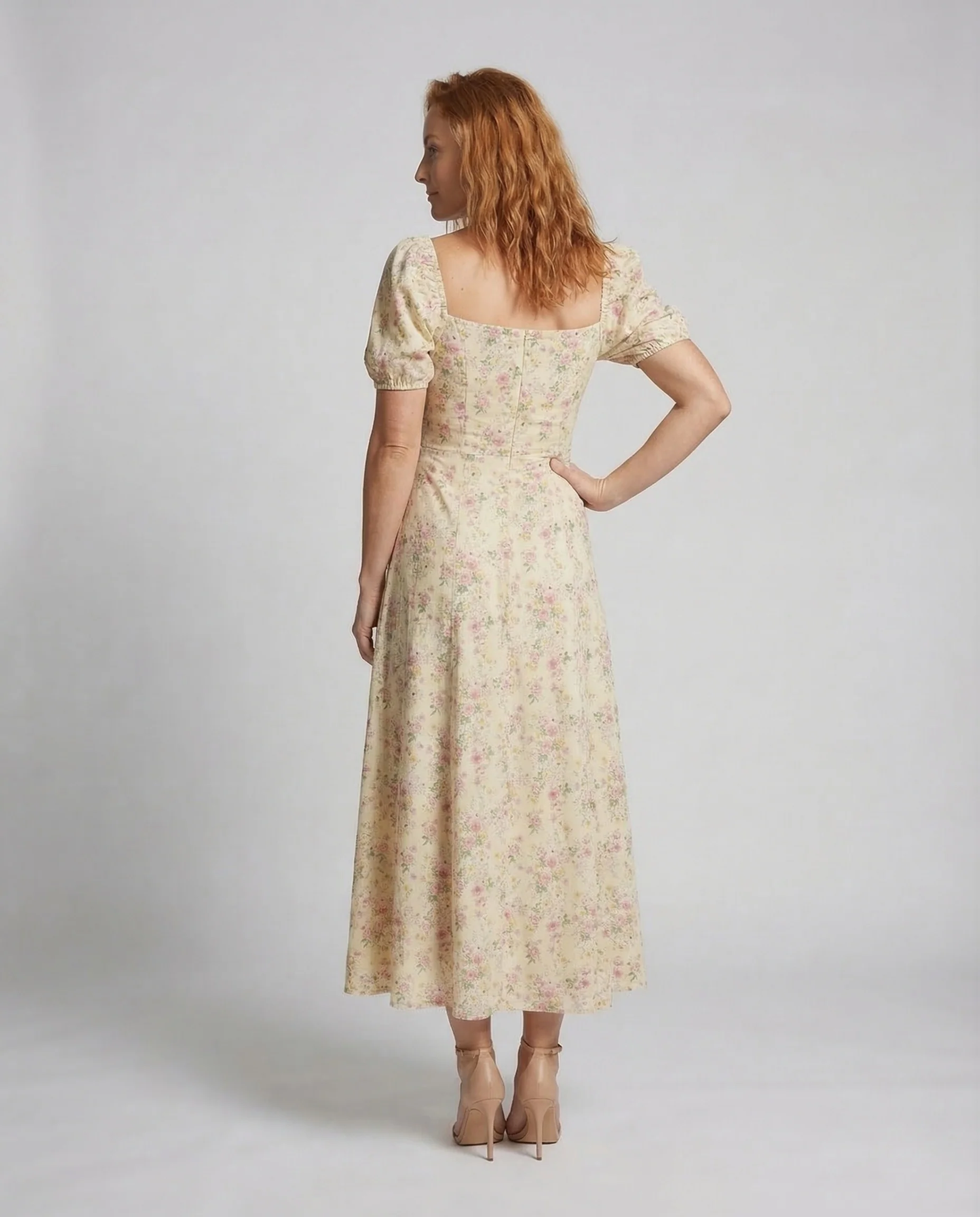 Damen Maxikleid Herz Ausschnitt Schlitz - Image 4