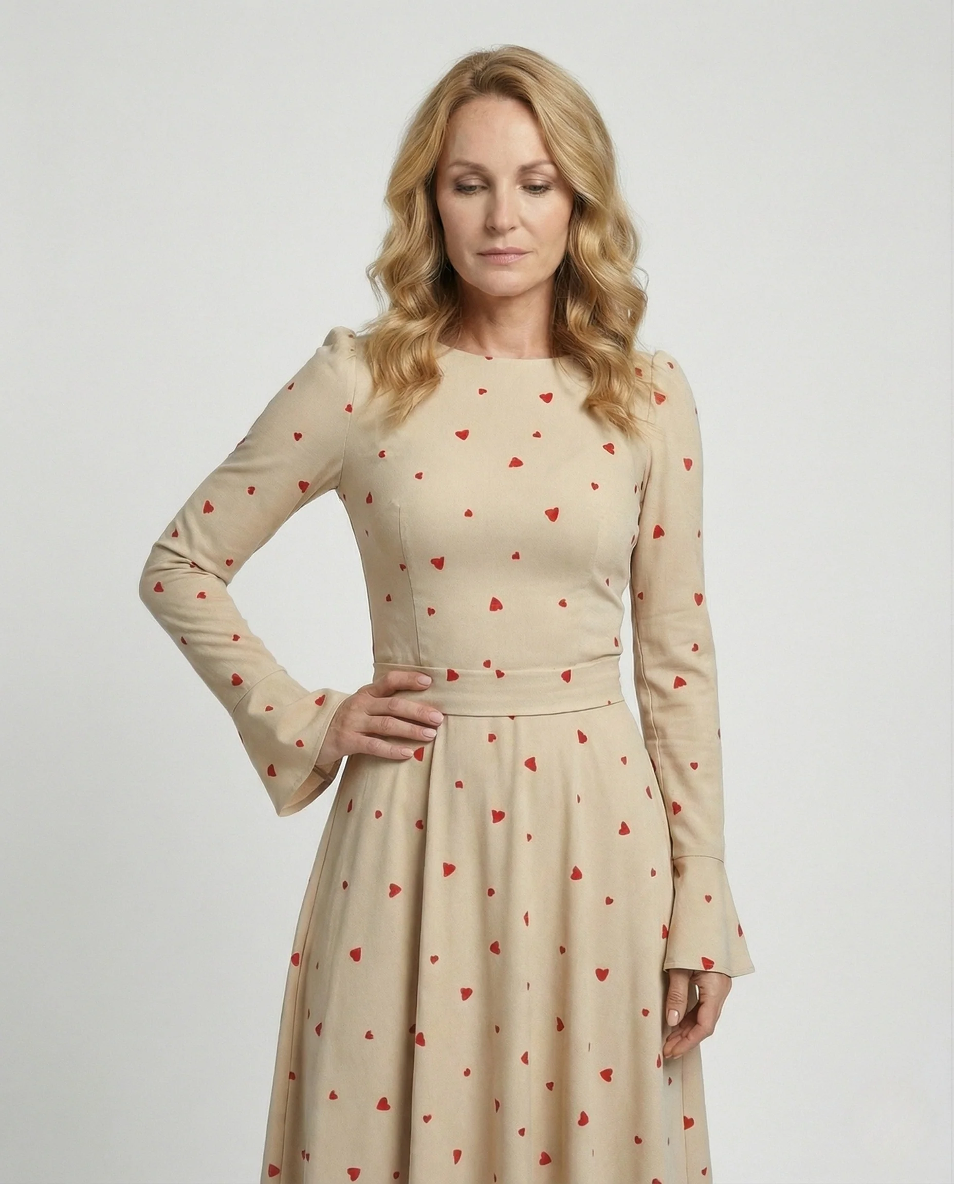 Damen Maxikleid mit Herzprint und Tellerrock - Image 2