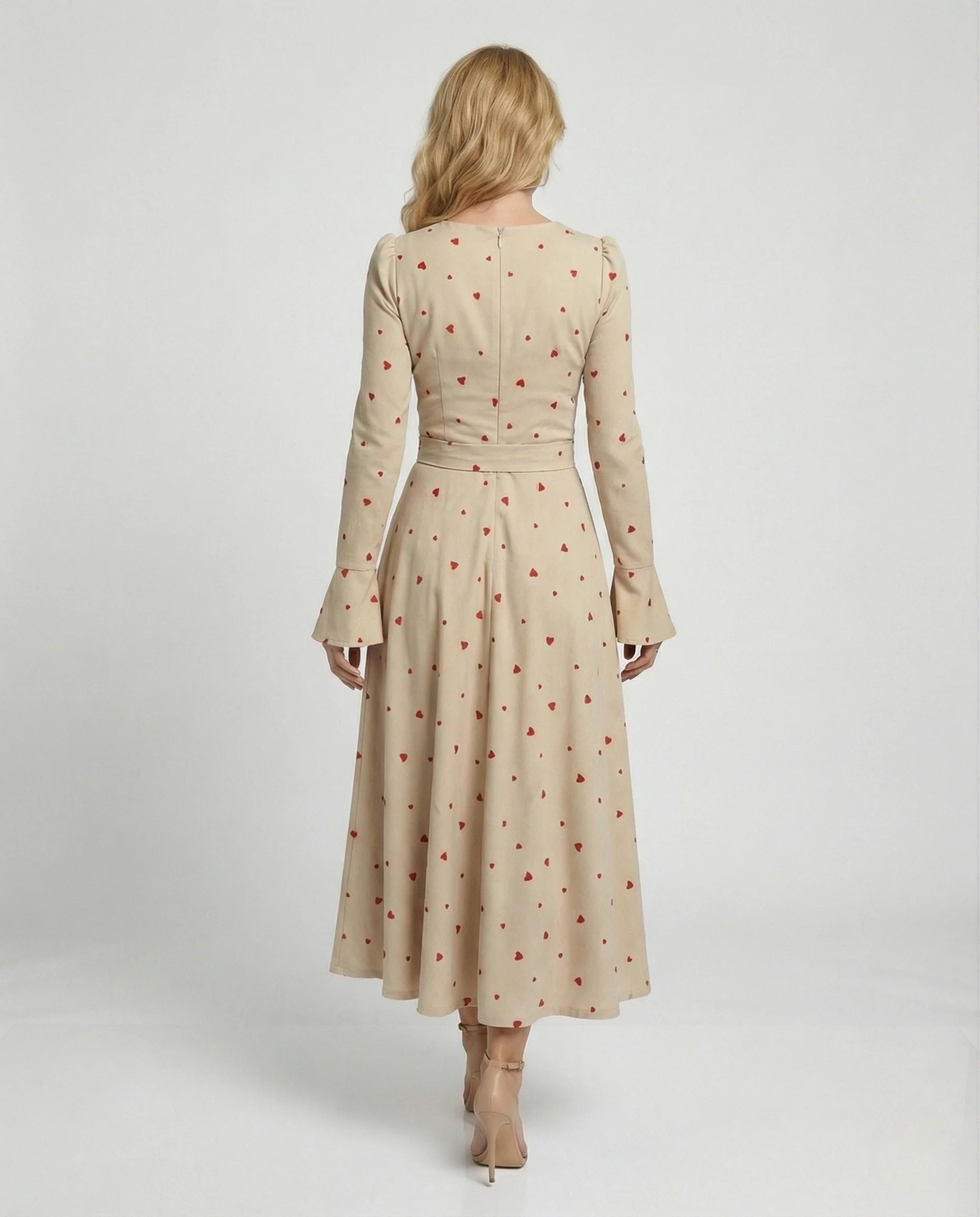Damen Maxikleid mit Herzprint und Tellerrock - Image 3