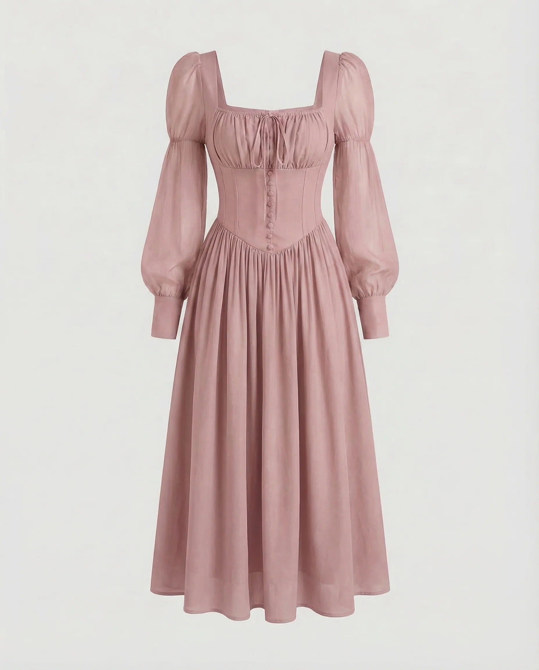 Damen Maxikleid Korsett Puffärmel - Image 7