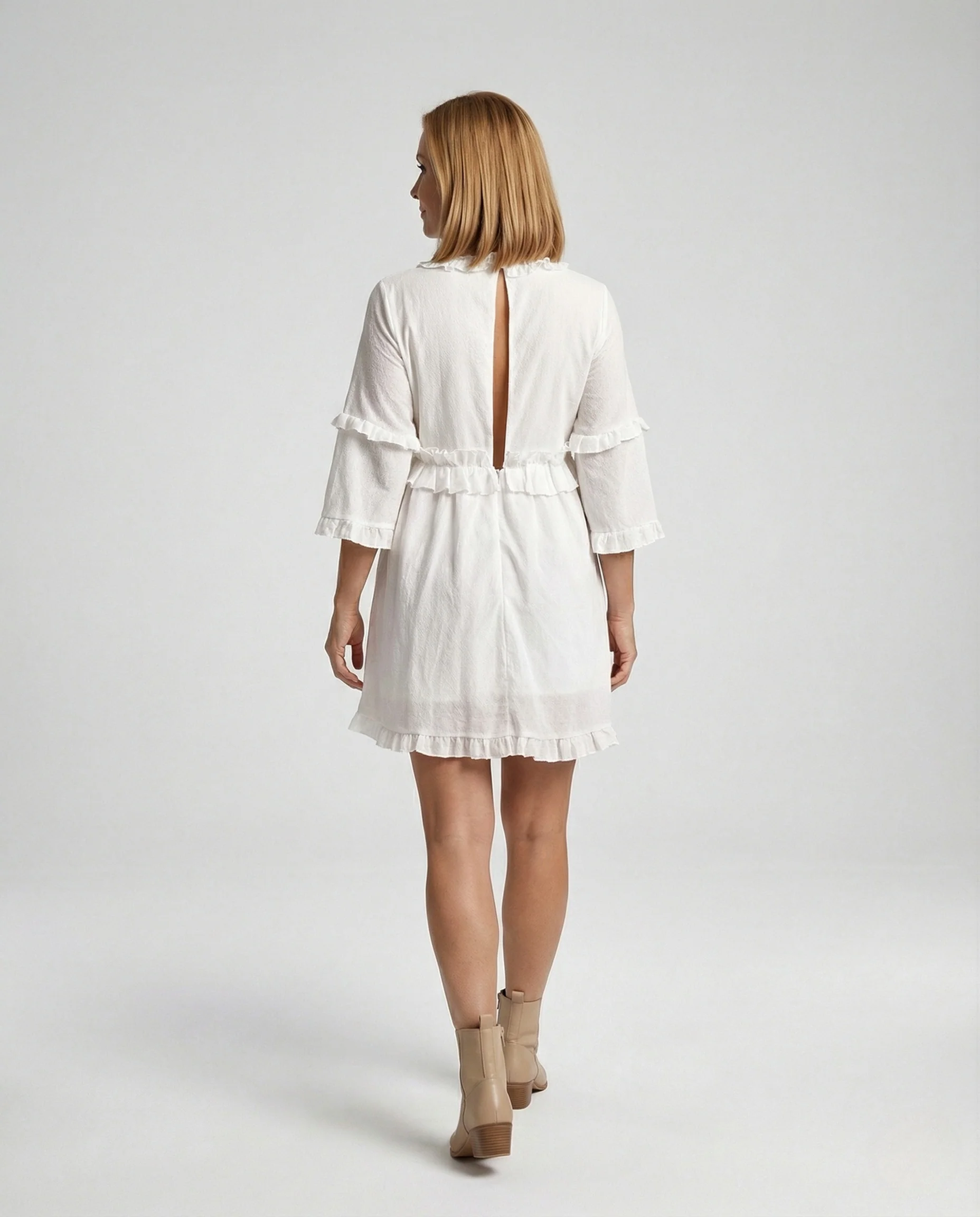 Freizeitkleid Damen Rüschen Minikleid - Image 4