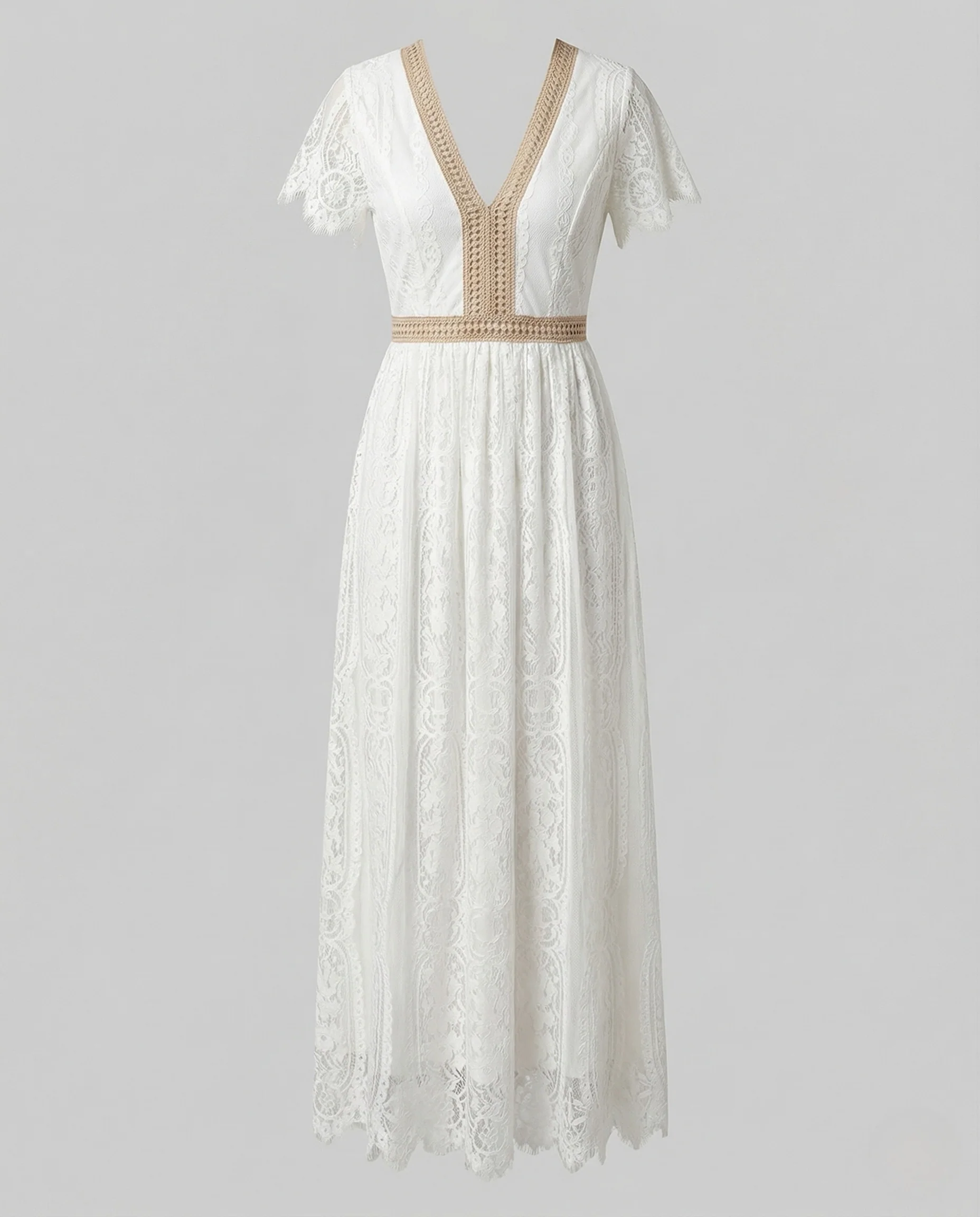 Damen Spitzen Maxikleid mit Flügelärmeln - Image 5