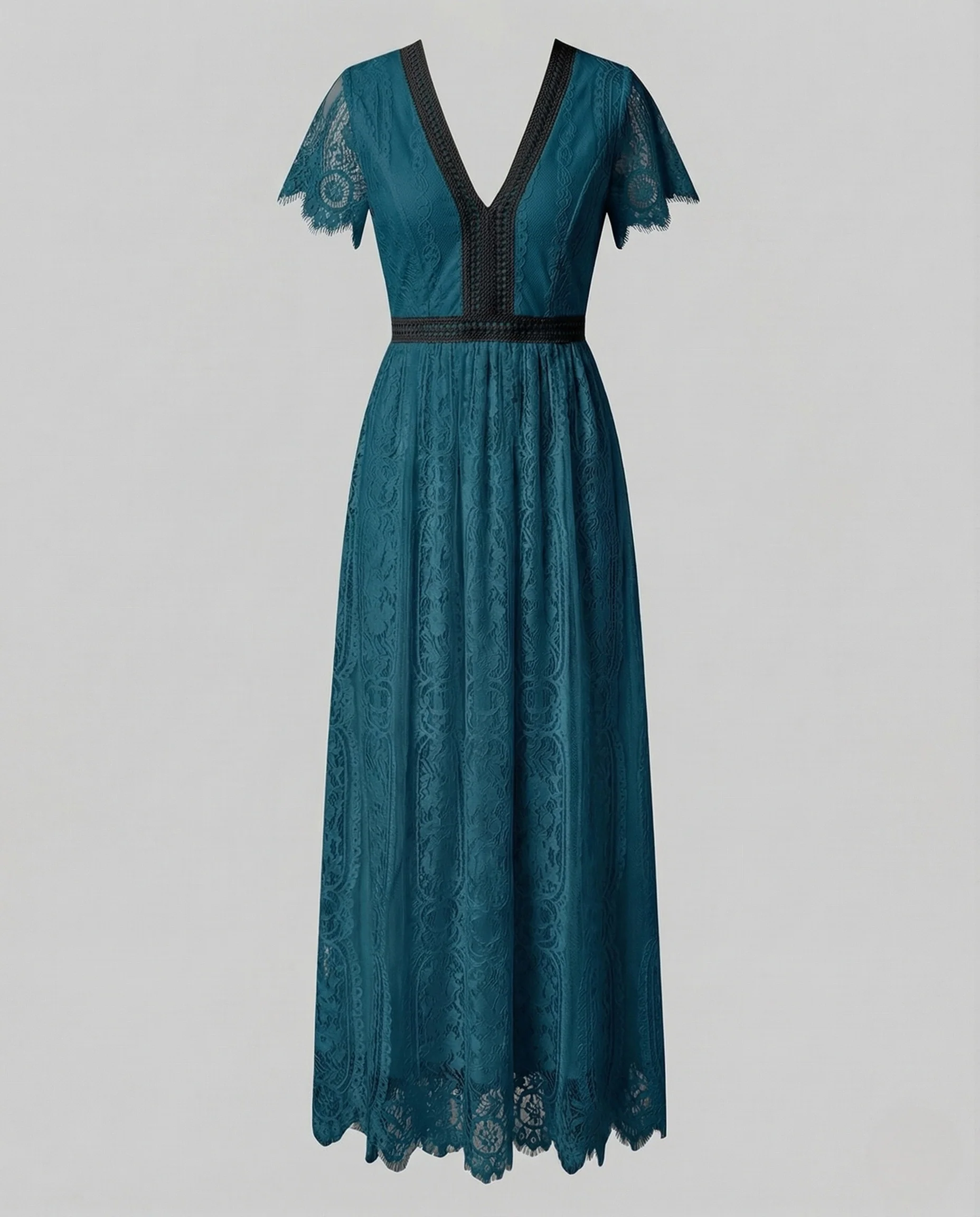 Damen Spitzen Maxikleid mit Flügelärmeln - Image 8