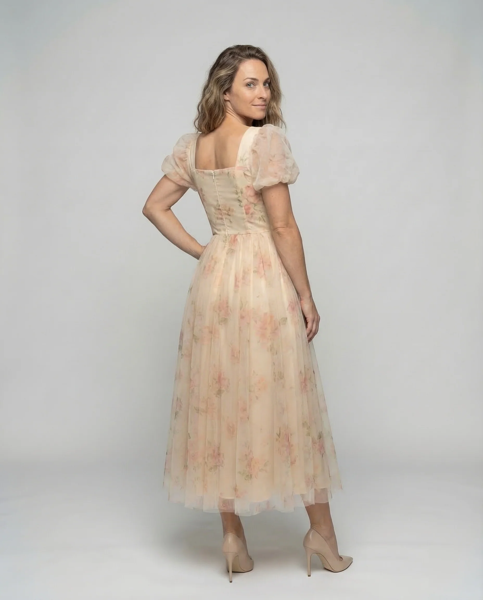 Damen Tüll Maxikleid mit Spaghettiträgern - Image 4