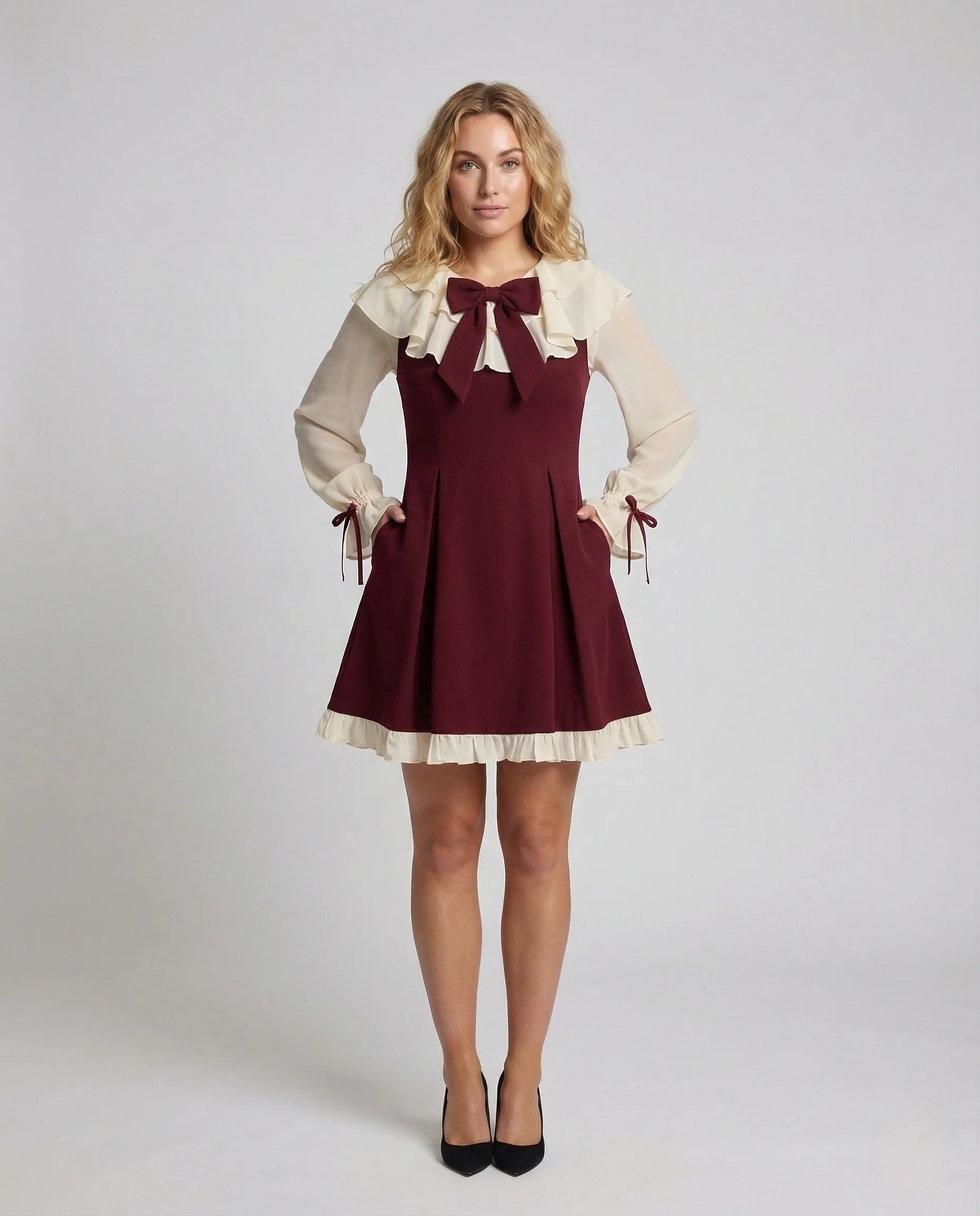 Damen Romantisches Zweiteiler Kleid