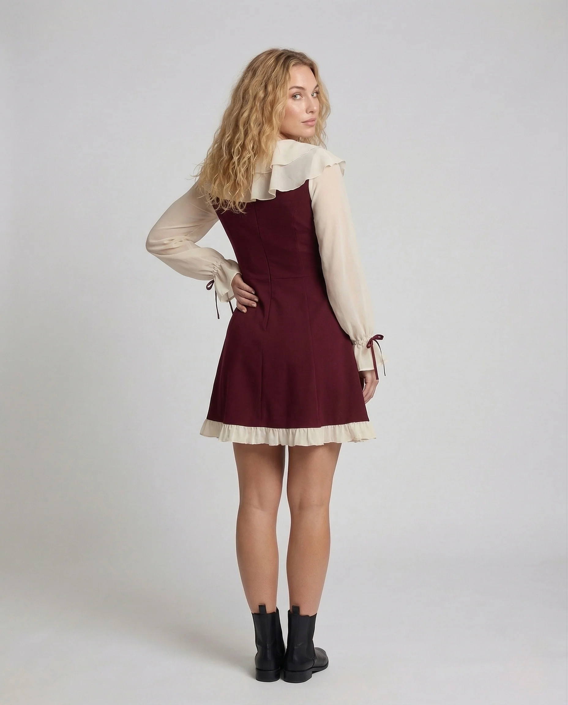 Damen Romantisches Zweiteiler Kleid - Image 4