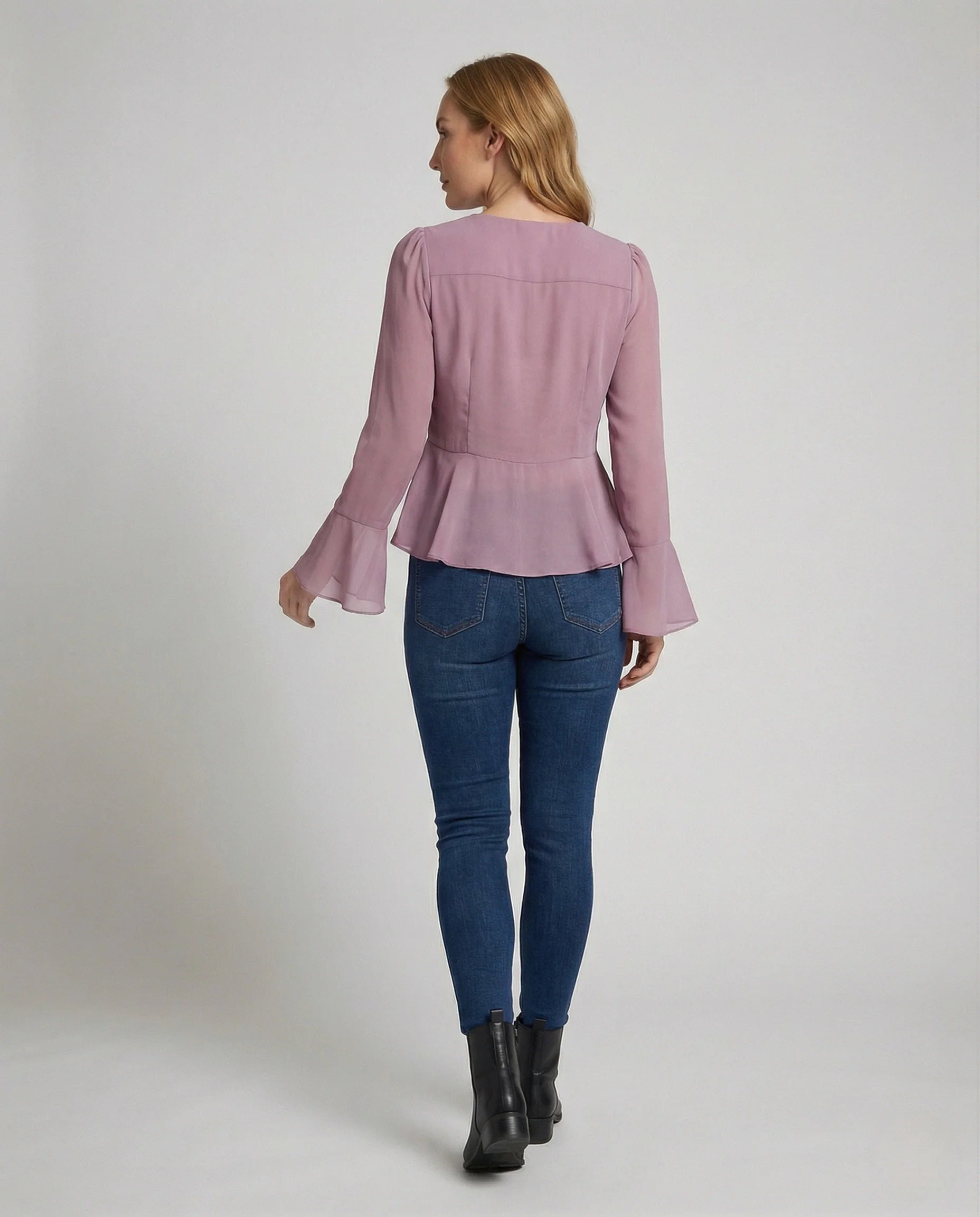 Damen Rüschen Chiffonbluse mit Bindekragen - Image 4