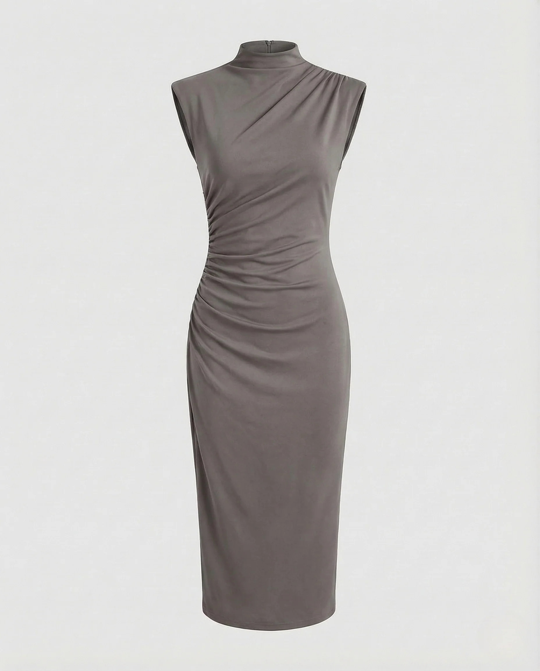 Damen Jerseykleid Stehkragen Raffung - Image 6