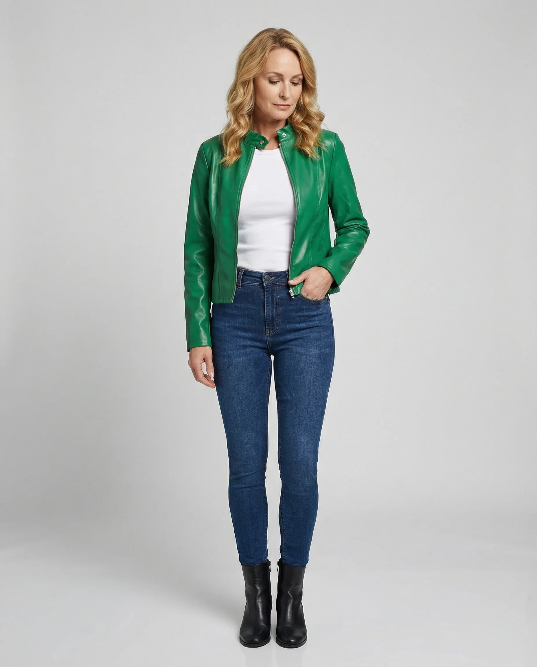 Damen Bikerjacke Lederimitat - Image 13