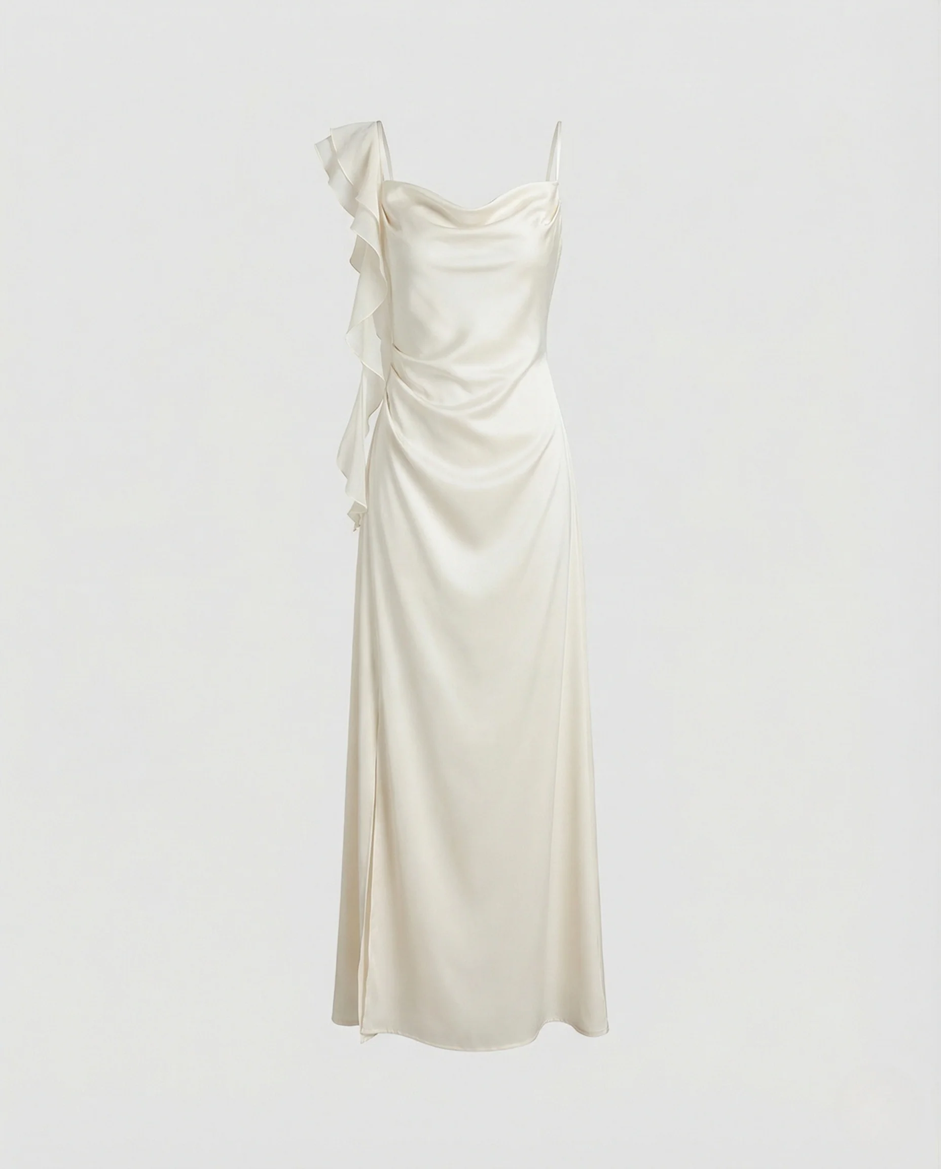 Damen Asymmetrisches Abendkleid mit Wasserfall Ausschnitt - Image 4