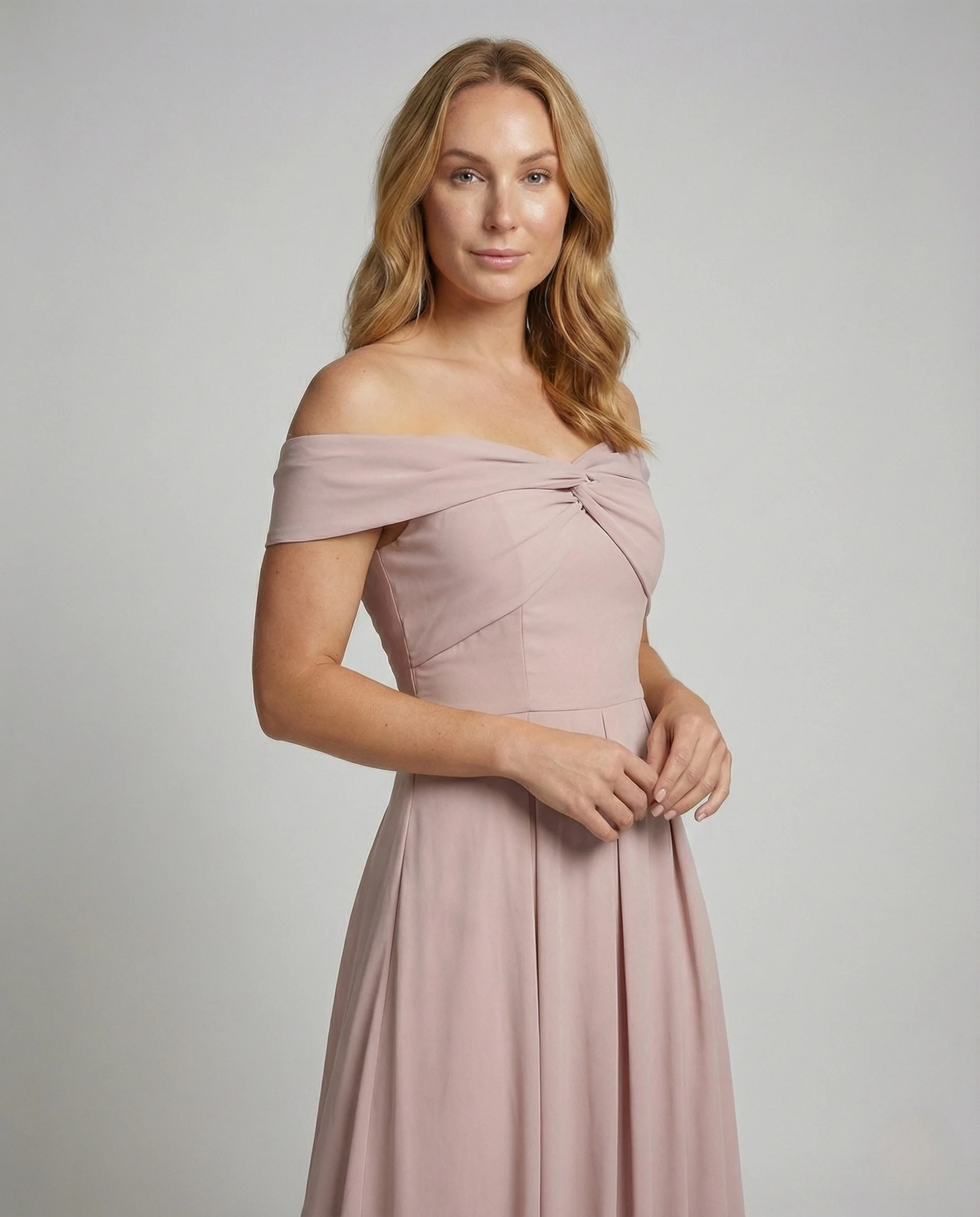 Damen Schulterfreies Abendkleid mit Drapierung - Image 2