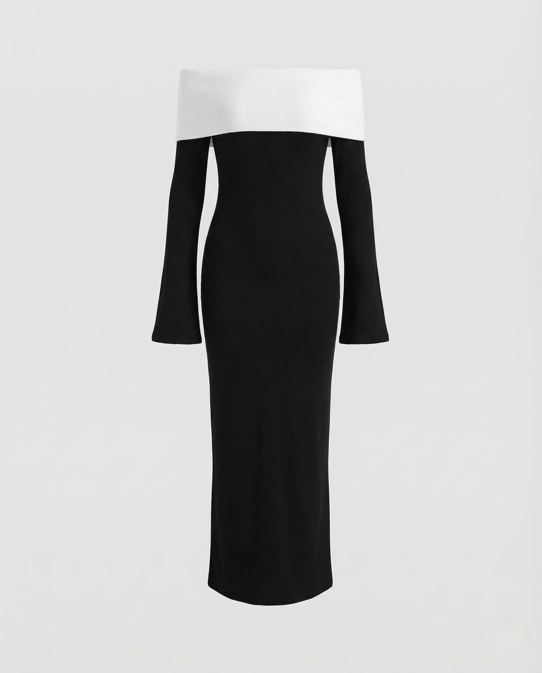 Damen Maxikleid Schulterfrei Glockenärmel - Image 5