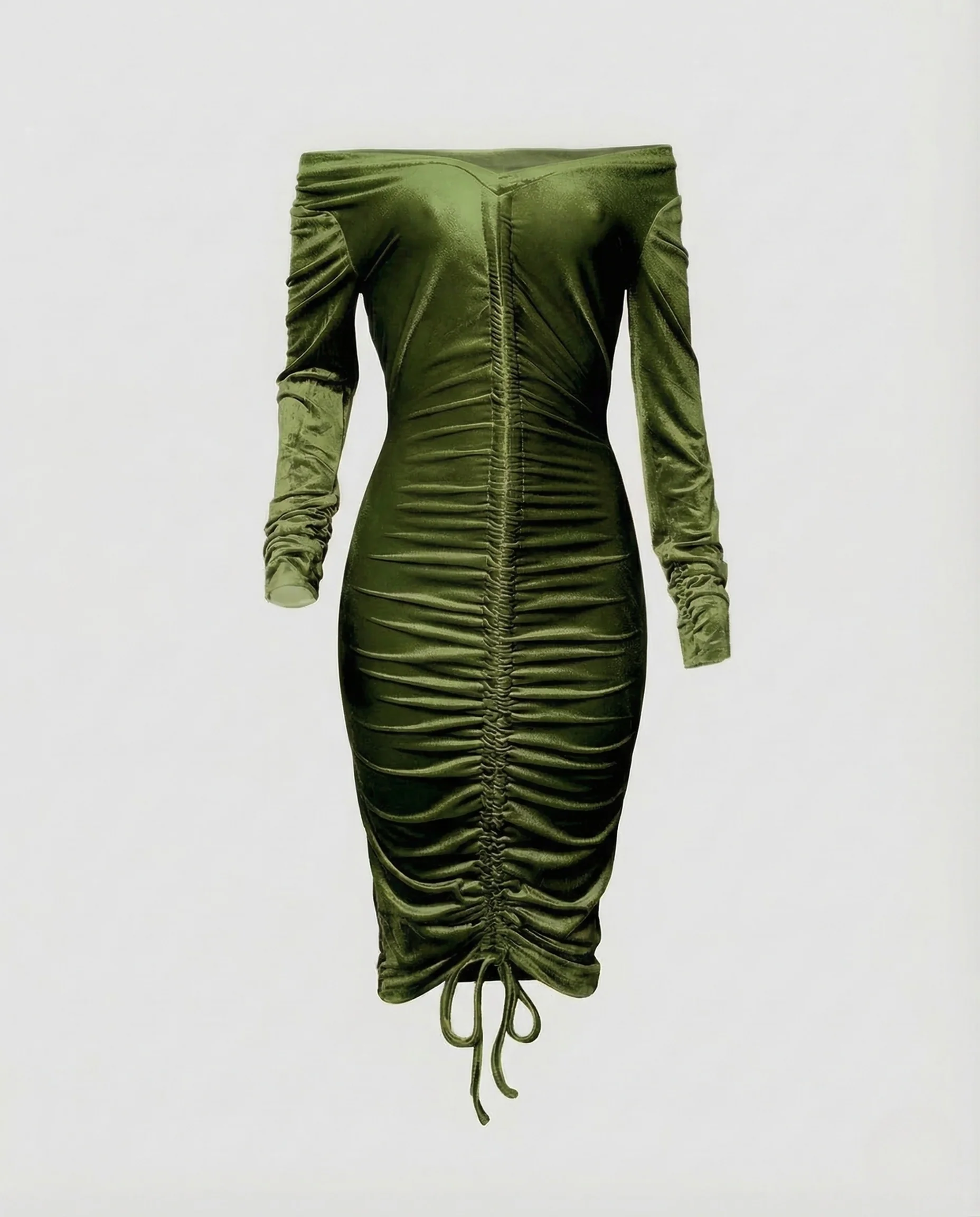 Damen Midikleid Schulterfrei Raffung - Image 6