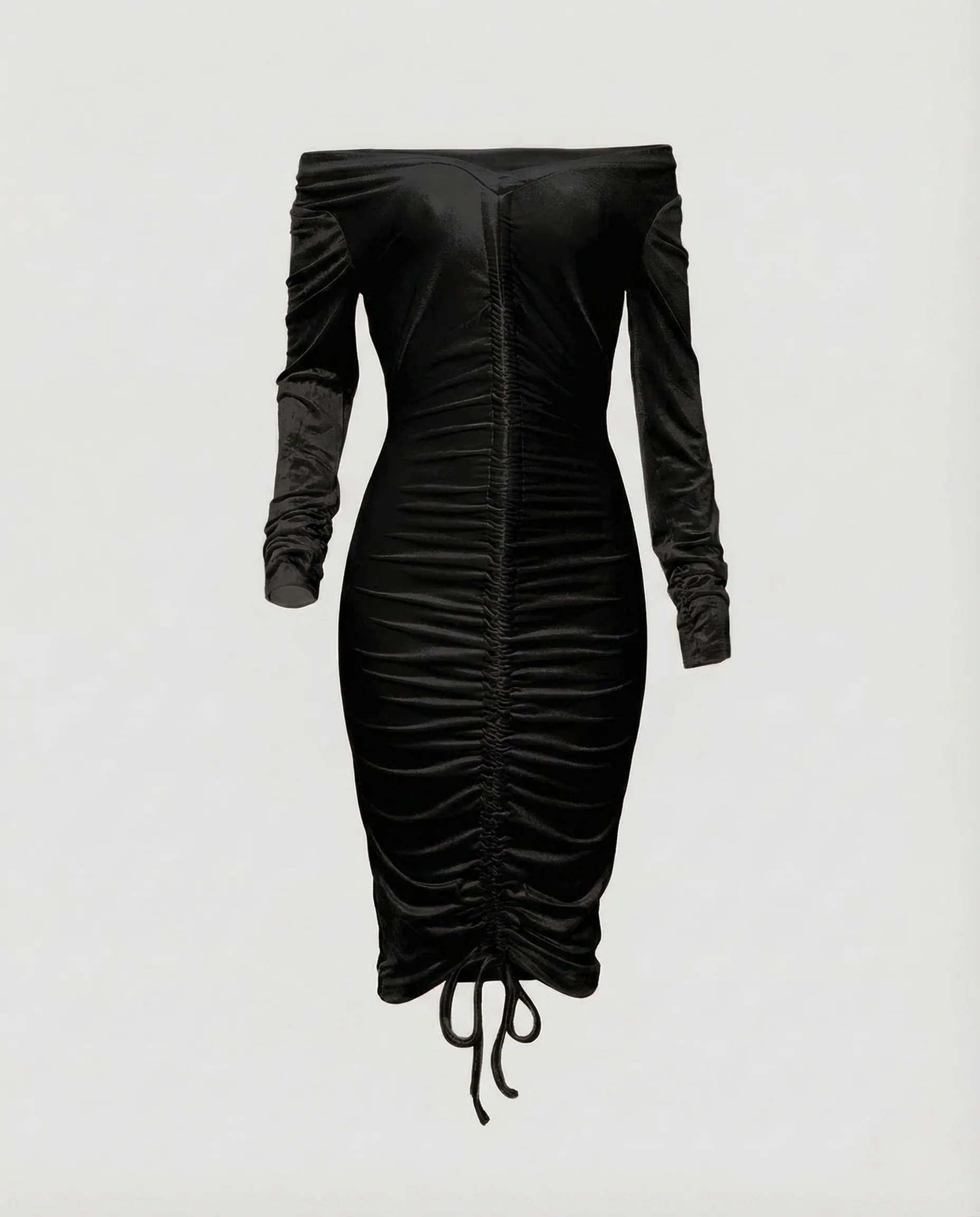 Damen Midikleid Schulterfrei Raffung - Image 8