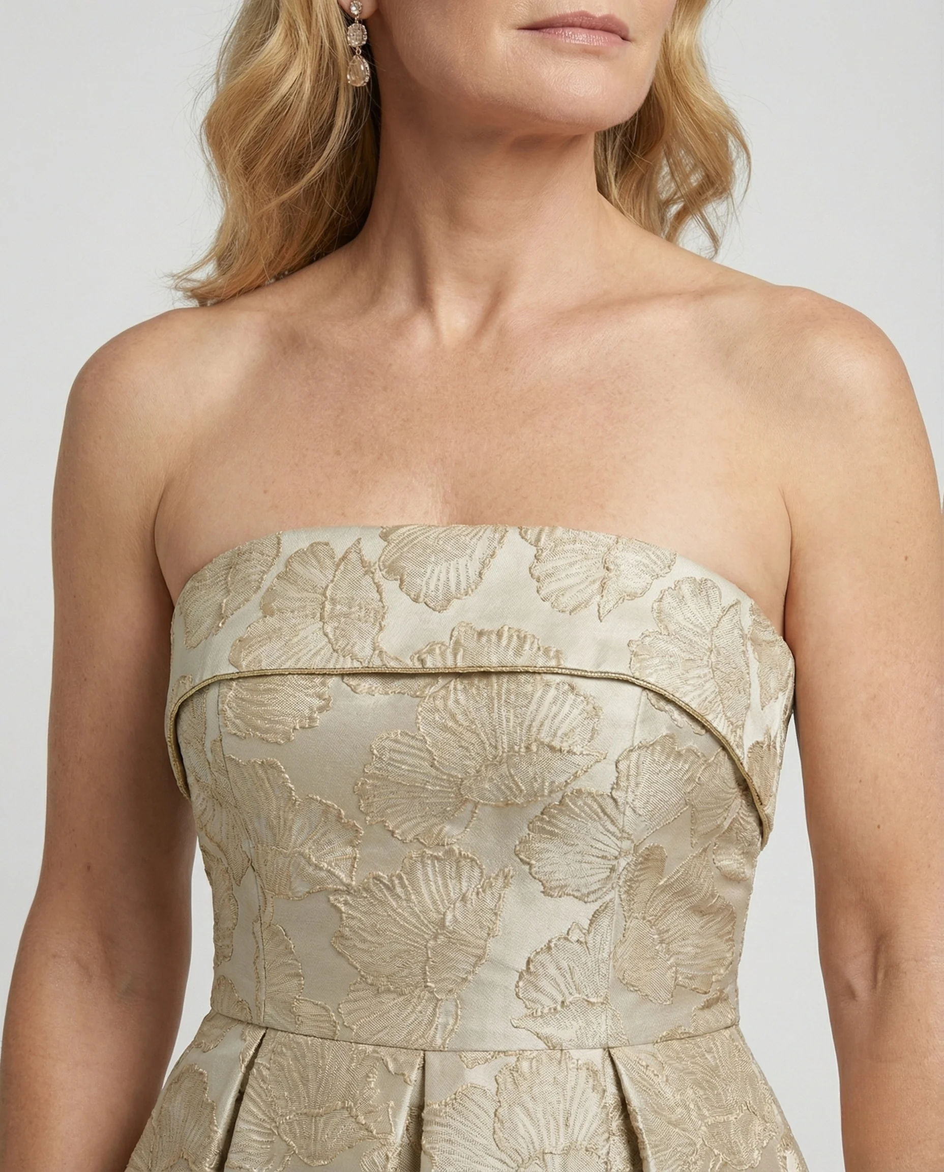 Damen Schulterfreies Jacquard-Cocktailkleid mit Korsage - Image 3