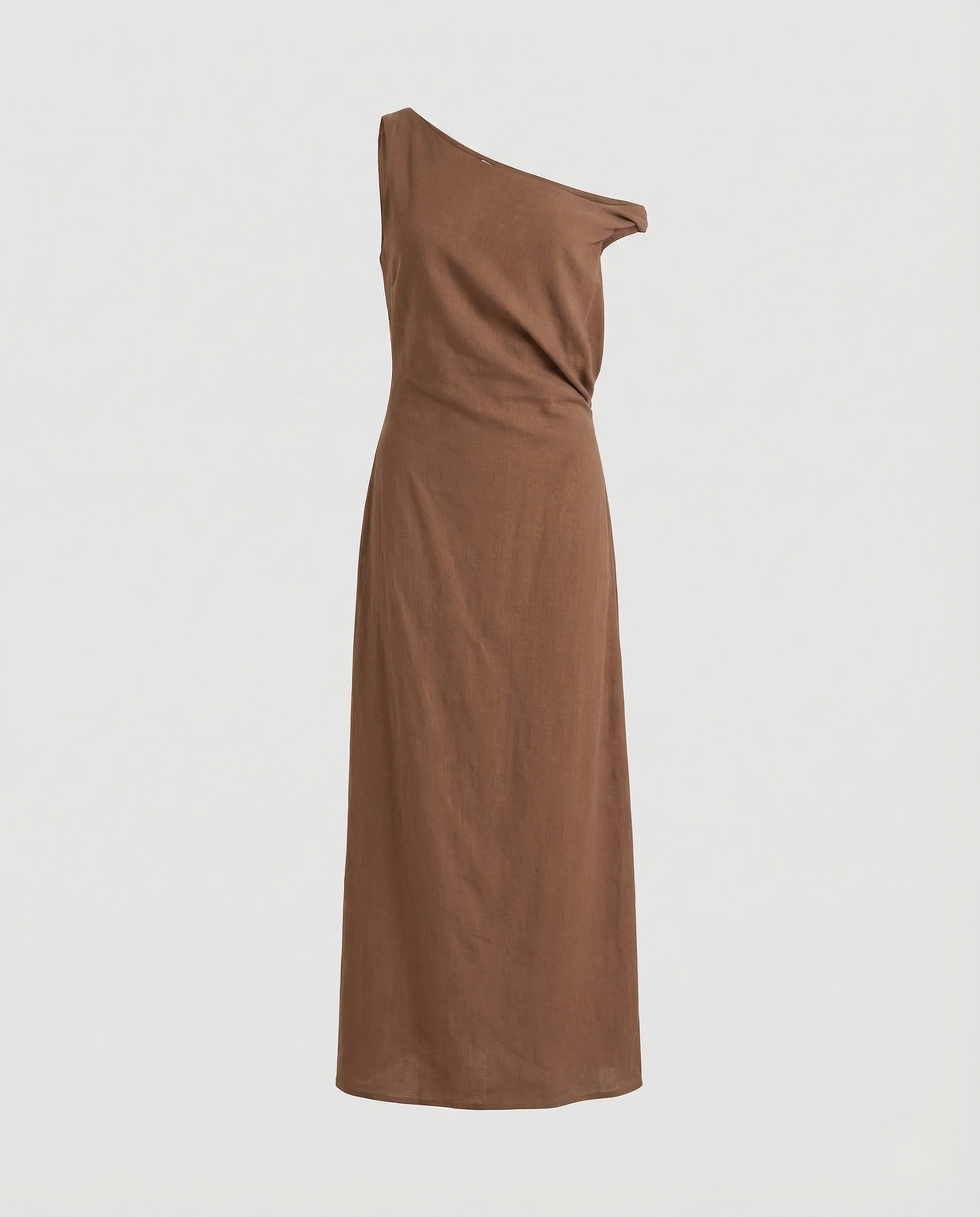 Damen Schulterfreies Leinenoptik Maxikleid - Image 5