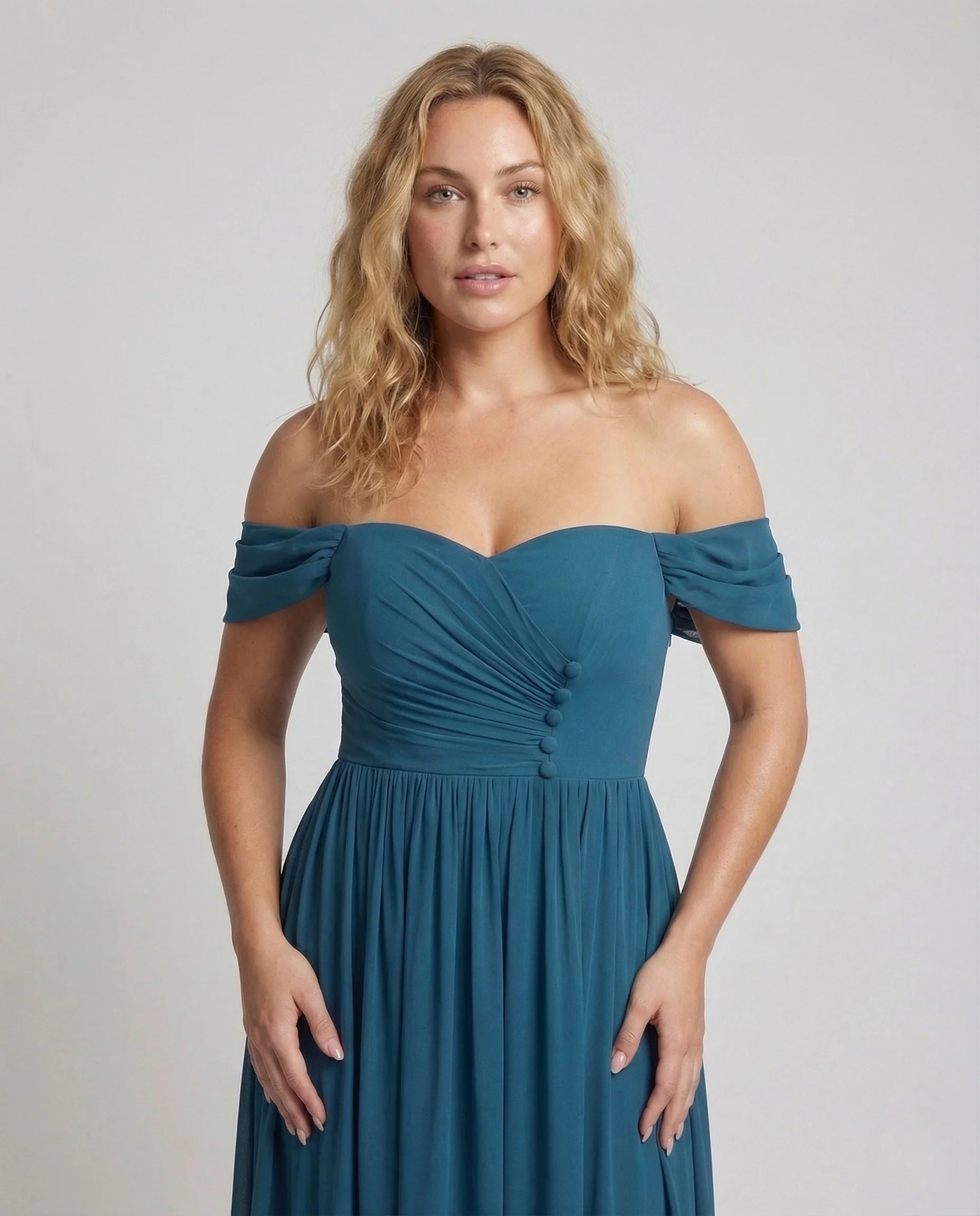 Damen Maxikleid Schulterfrei Herz Ausschnitt - Image 2