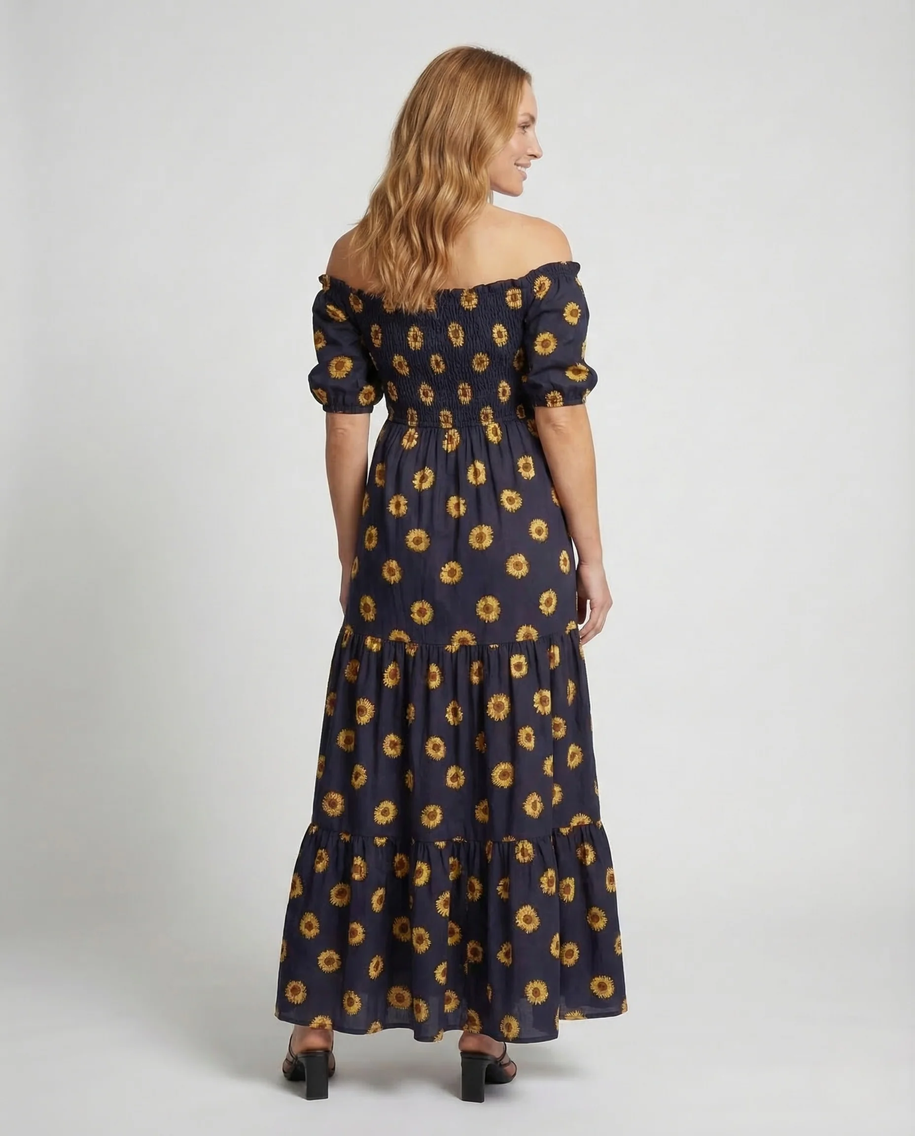 Damen Maxikleid Schulterfrei Smokoberteil - Image 4