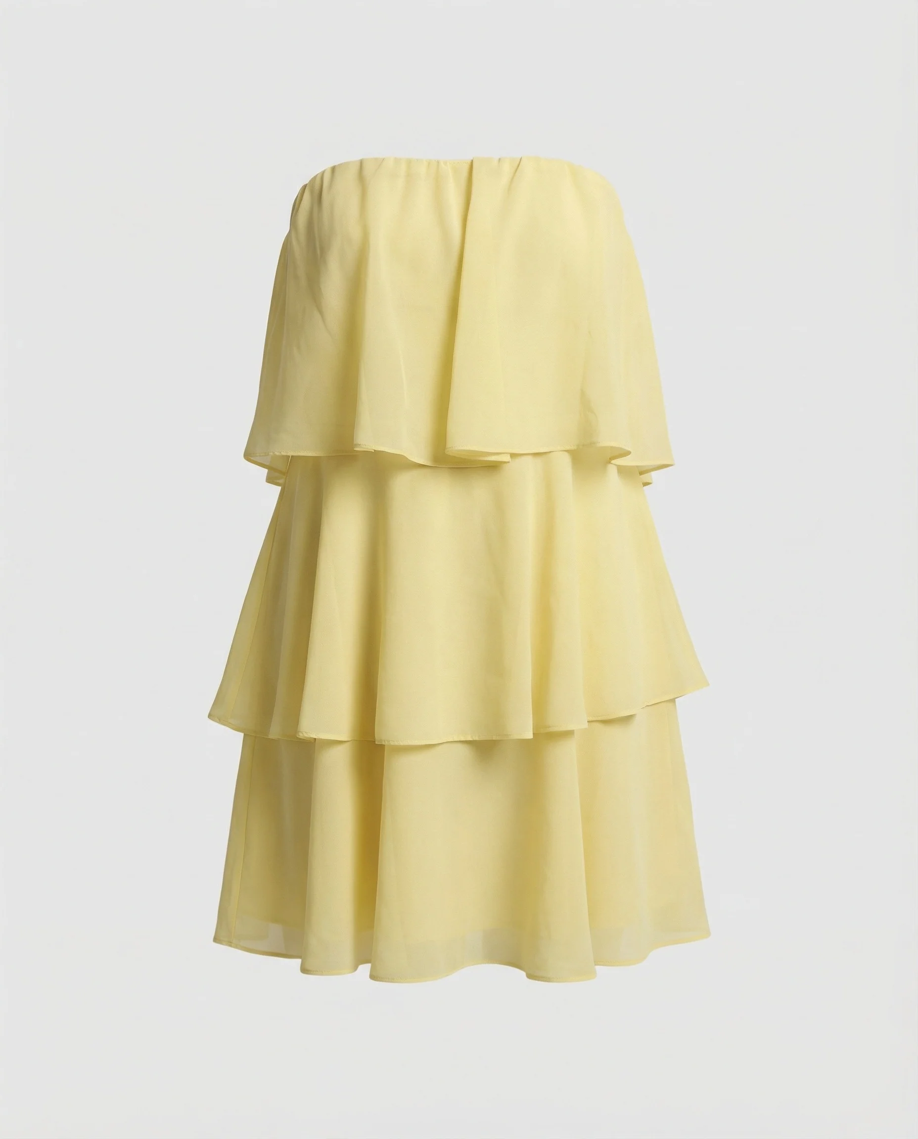 Damen Chiffon Kleid schulterfrei mit Volant - Image 2