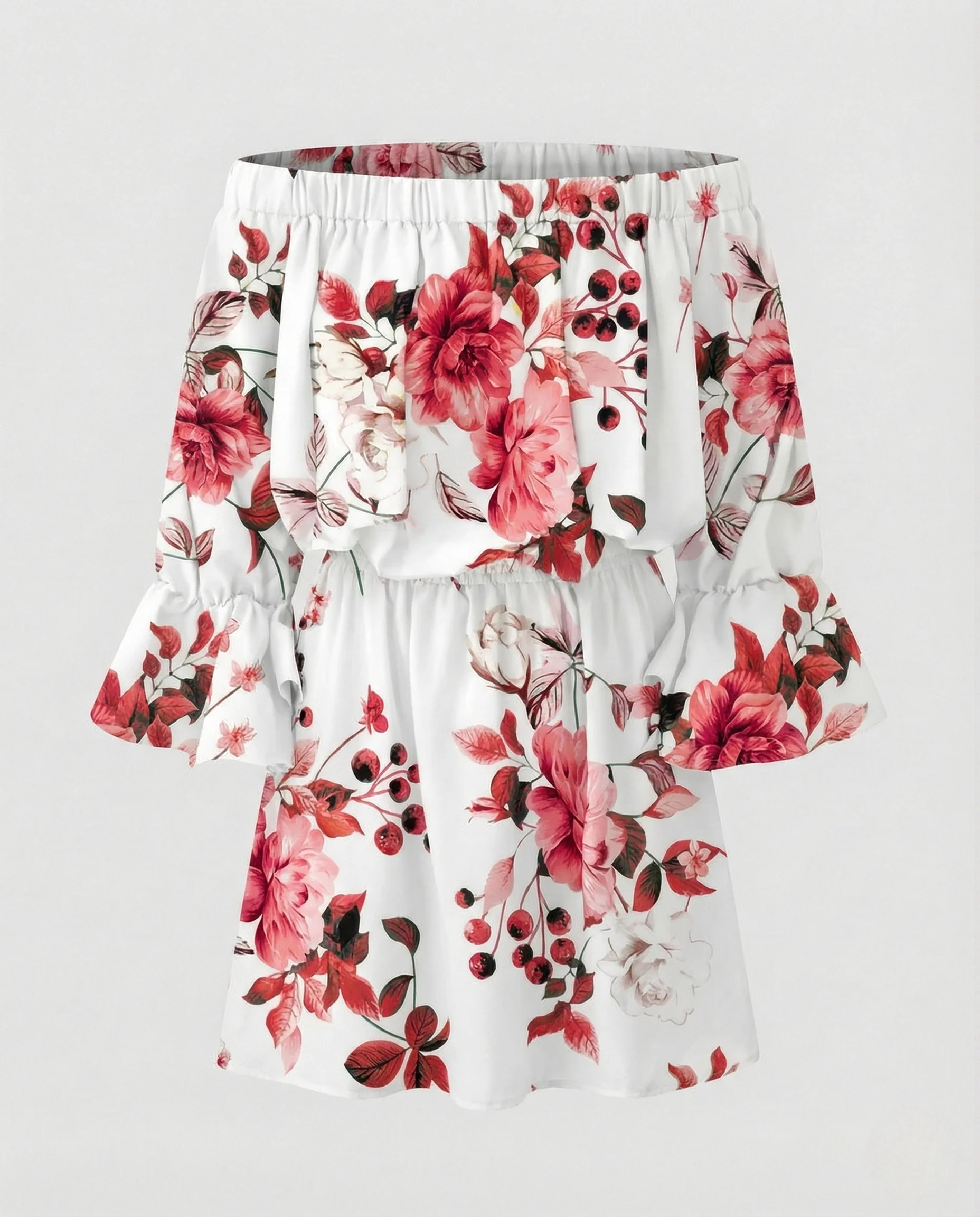 Damen Carmen Minikleid mit Volantsaum - Image 5