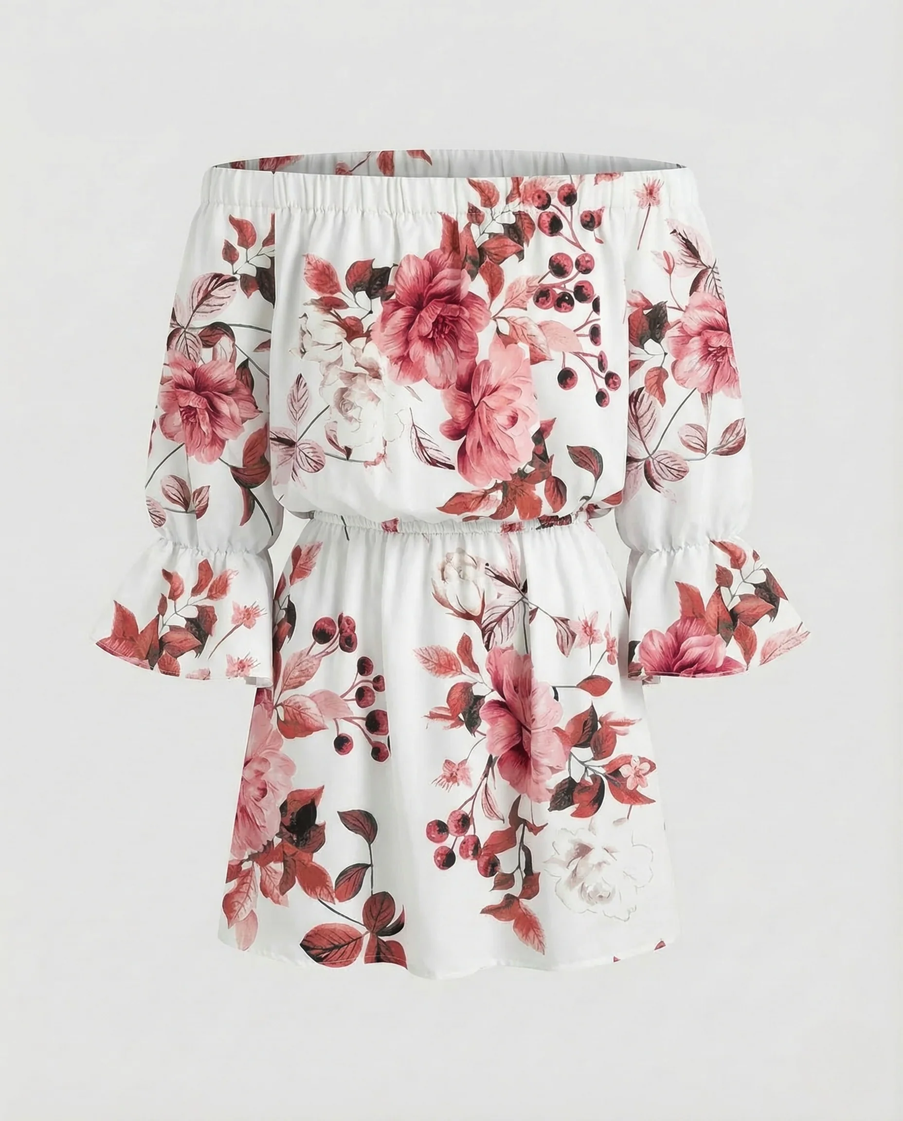 Damen Minikleid Schulterfrei Volant - Image 10