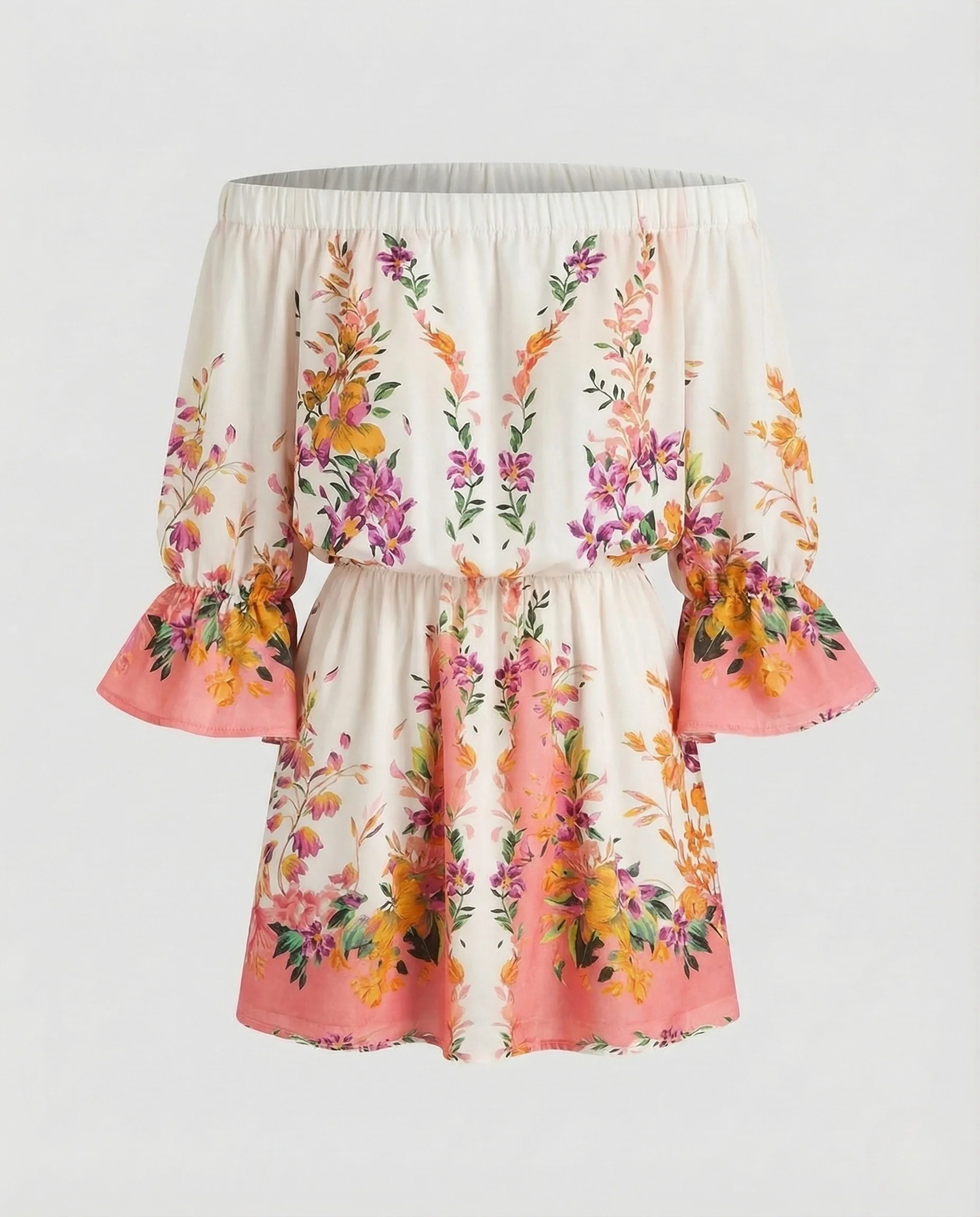 Damen Minikleid Schulterfrei Volant - Image 6