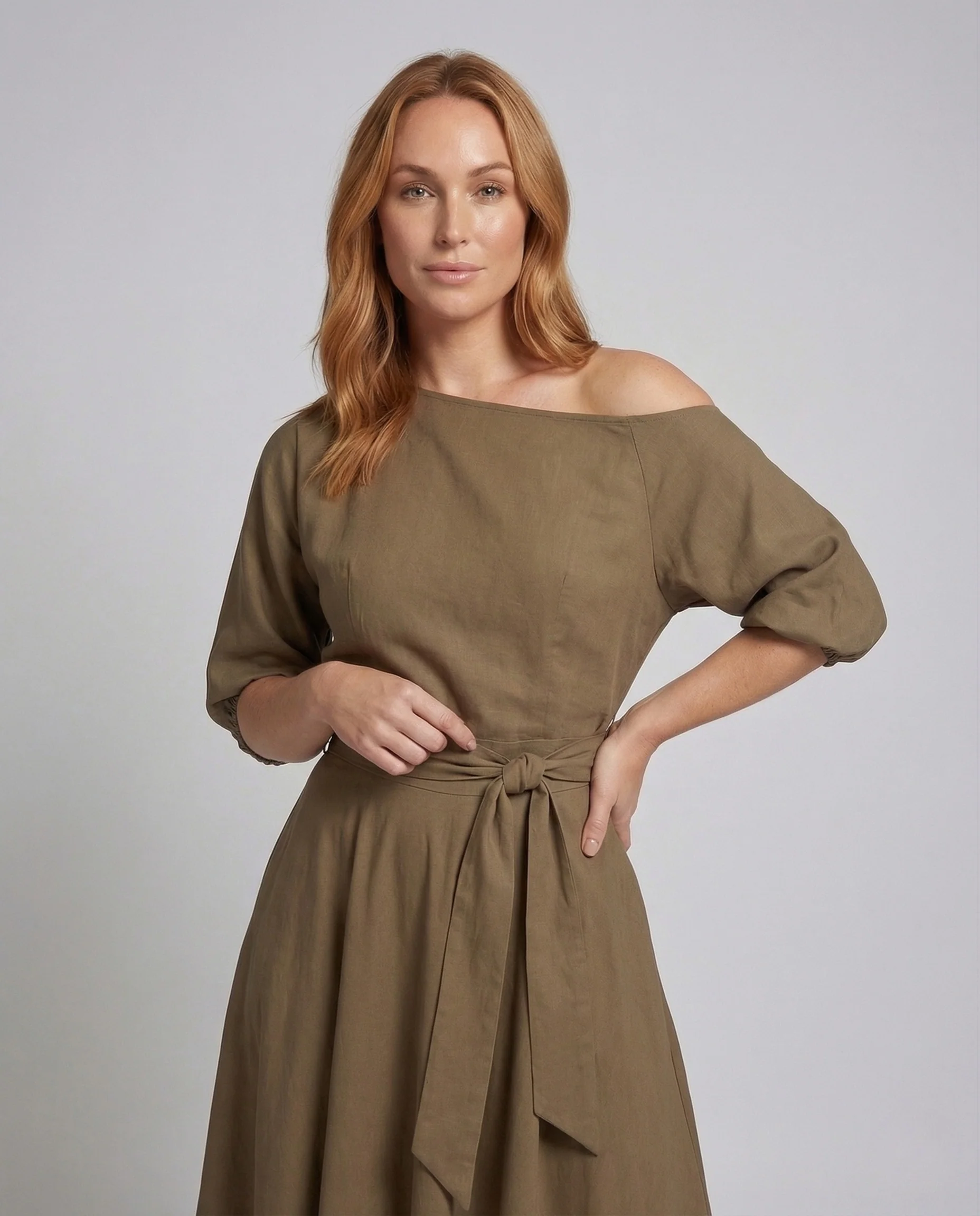 Damen Wickelkleid Schulterfrei A Linie - Image 2