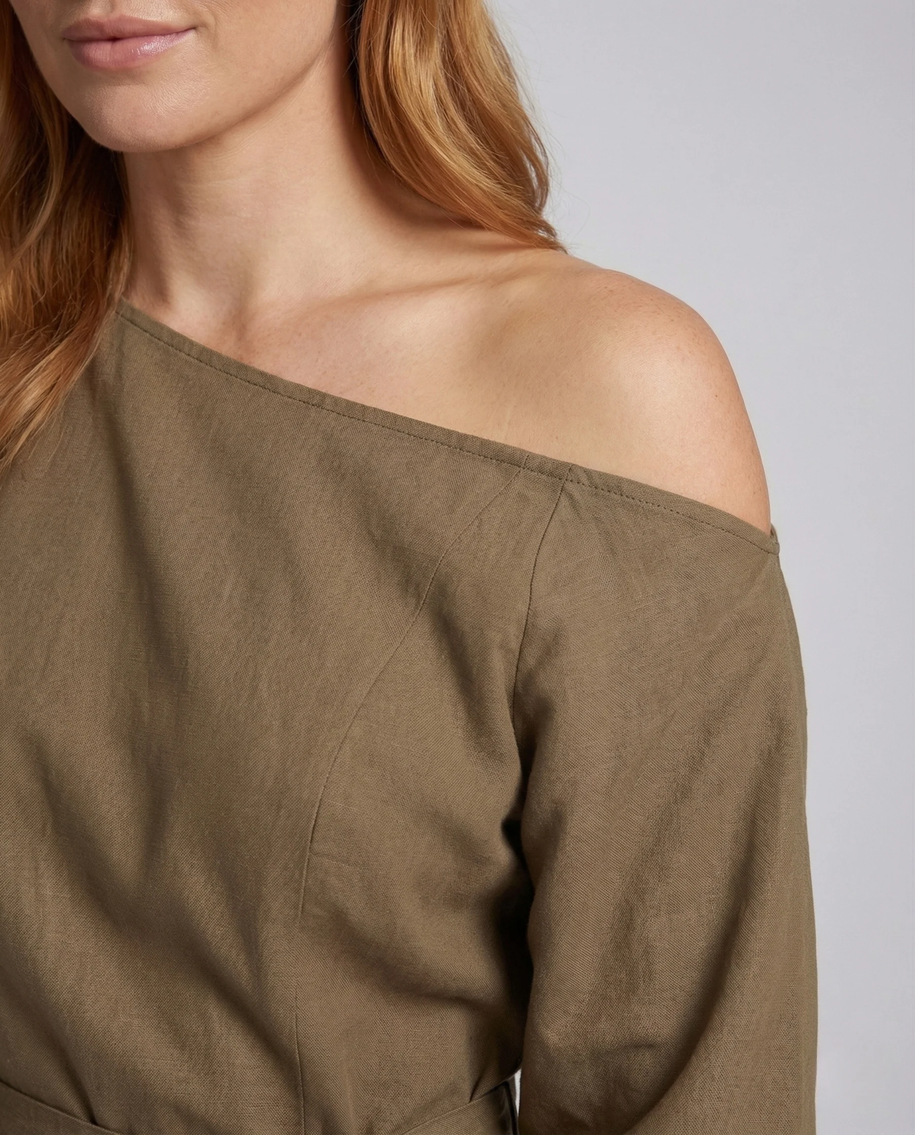 Damen Wickelkleid Schulterfrei A Linie - Image 3