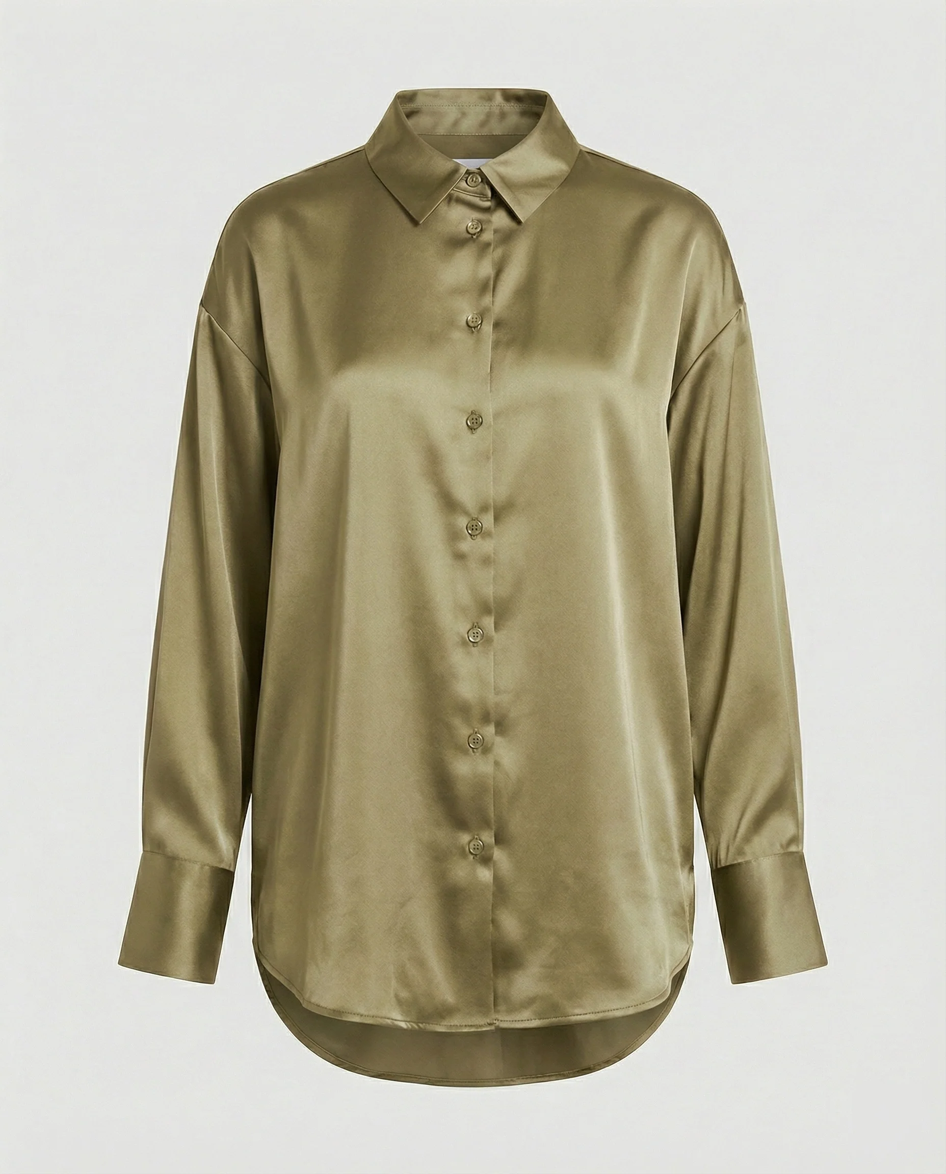 Damen Satinbluse weit mit Kragen - Image 10