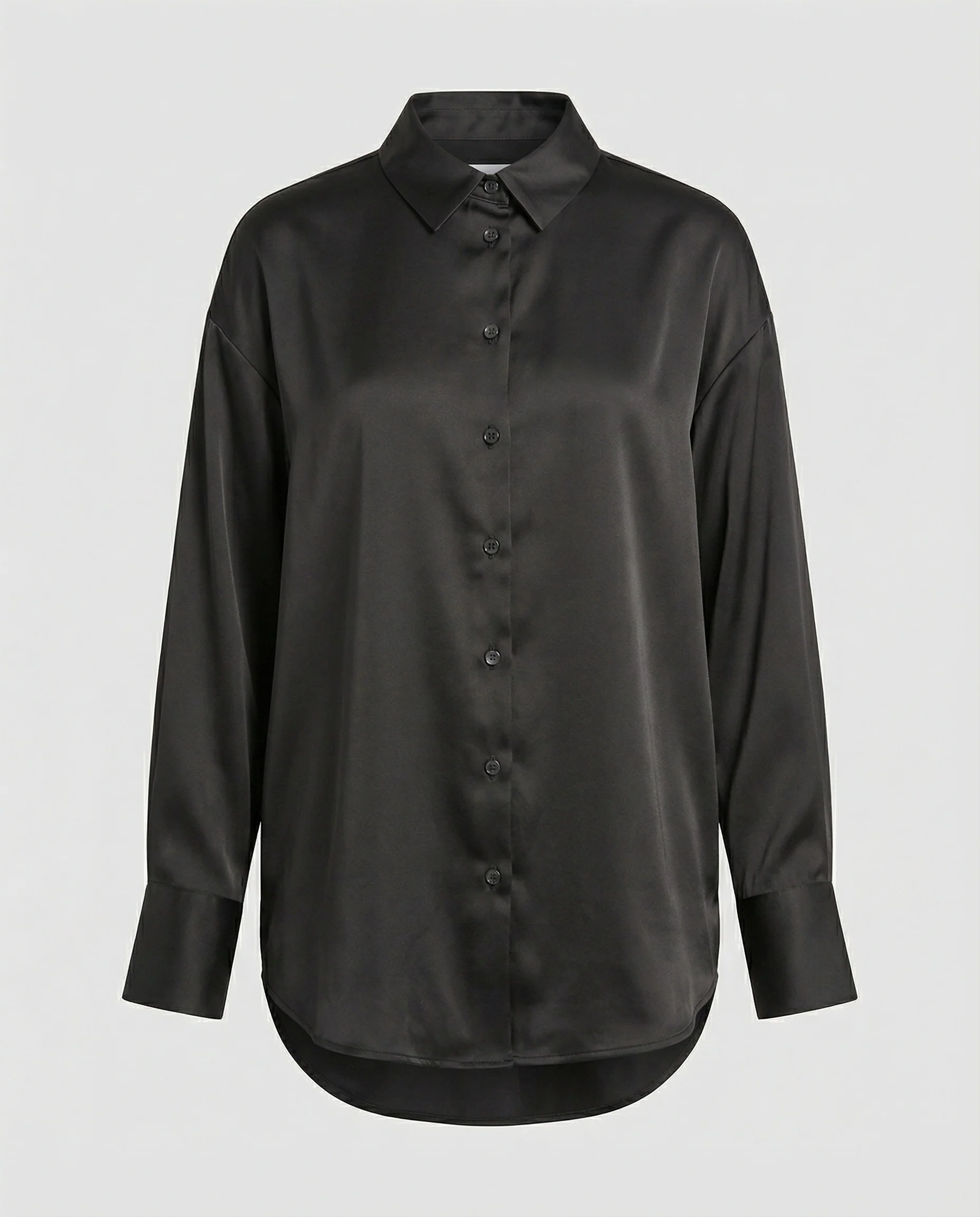 Damen Satinbluse weit mit Kragen - Image 5