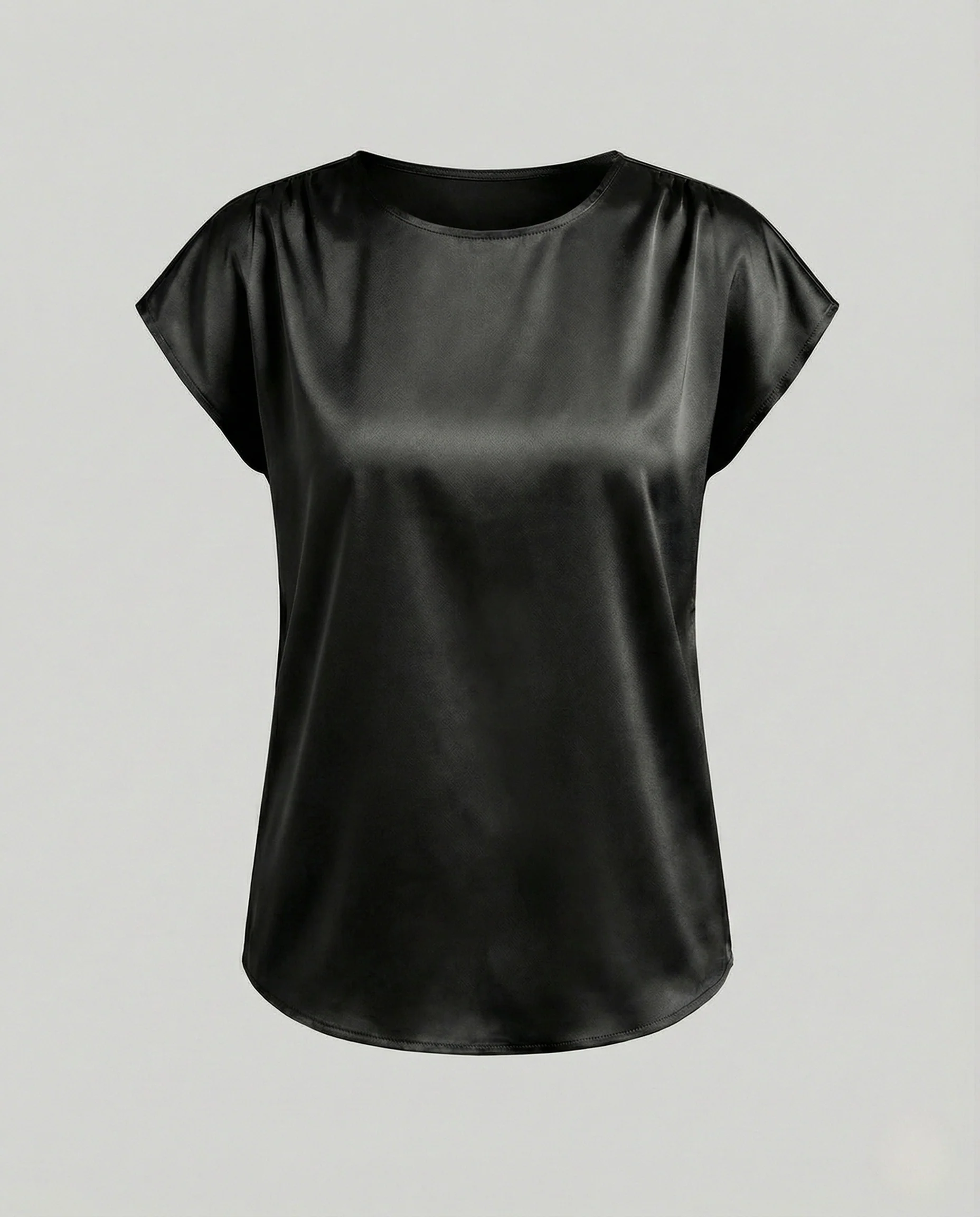 Satinbluse Damen Rundhals Seidenoptik - Image 7