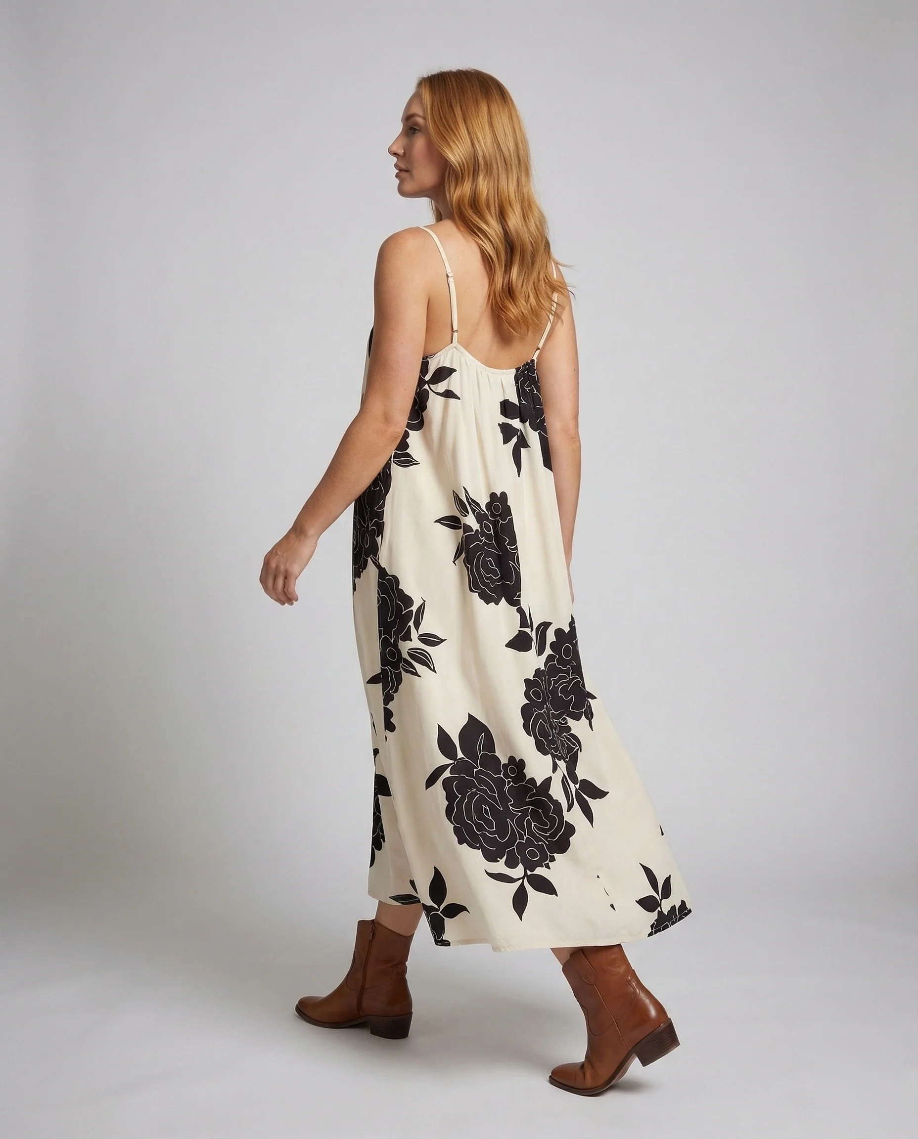 Damen Seidenoptik Maxikleid mit Blumenprint - Image 4