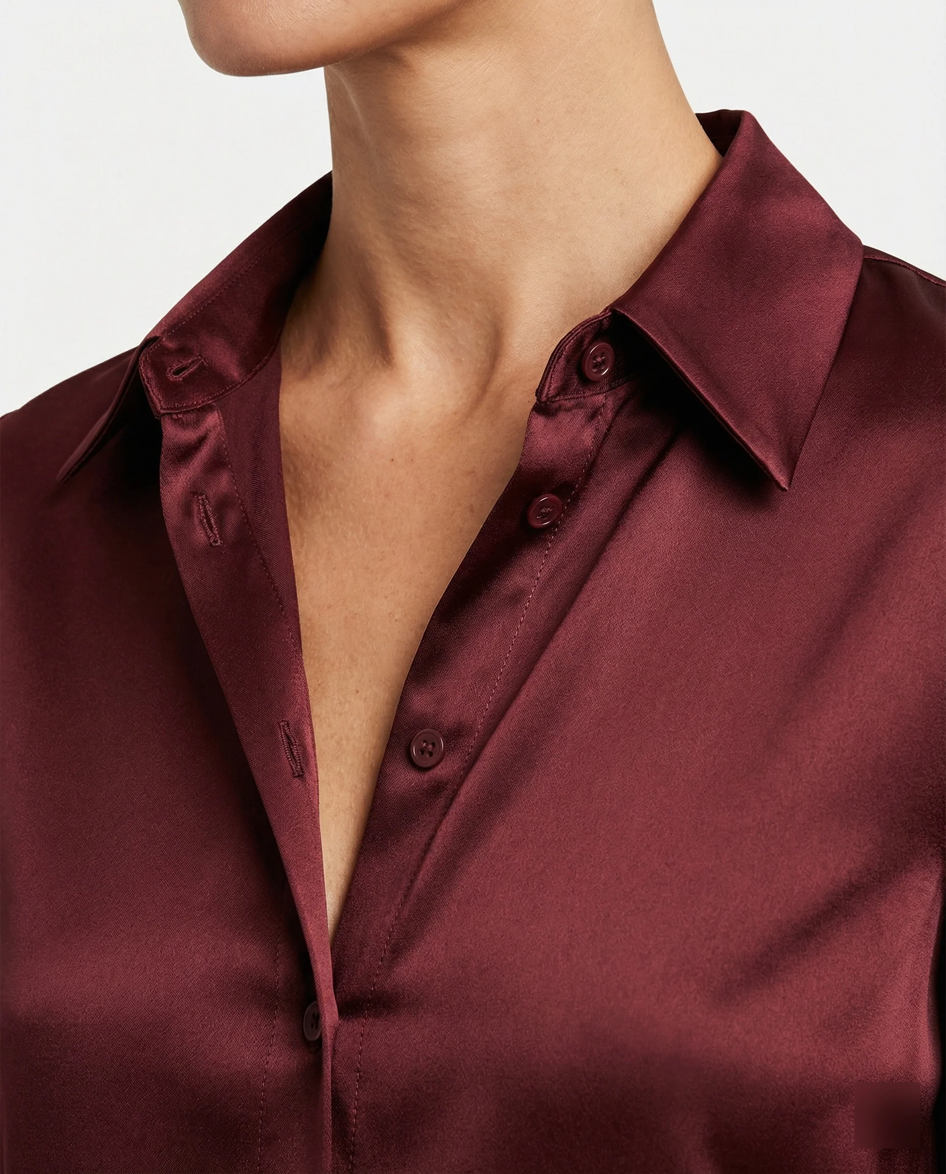 Bluse Damen Satin Tailliert - Image 2