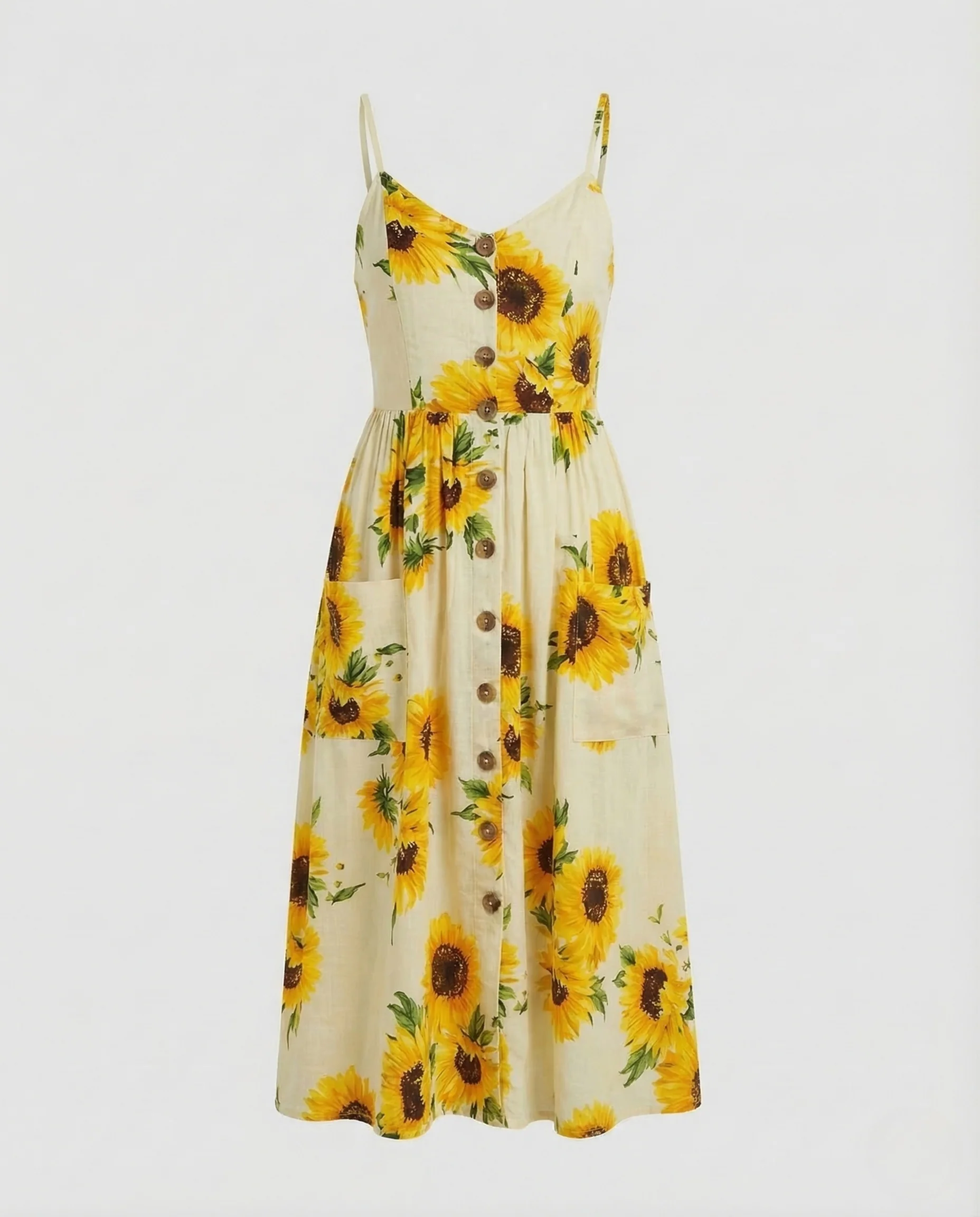 Damen Sommer Midikleid Spaghettiträger - Image 15