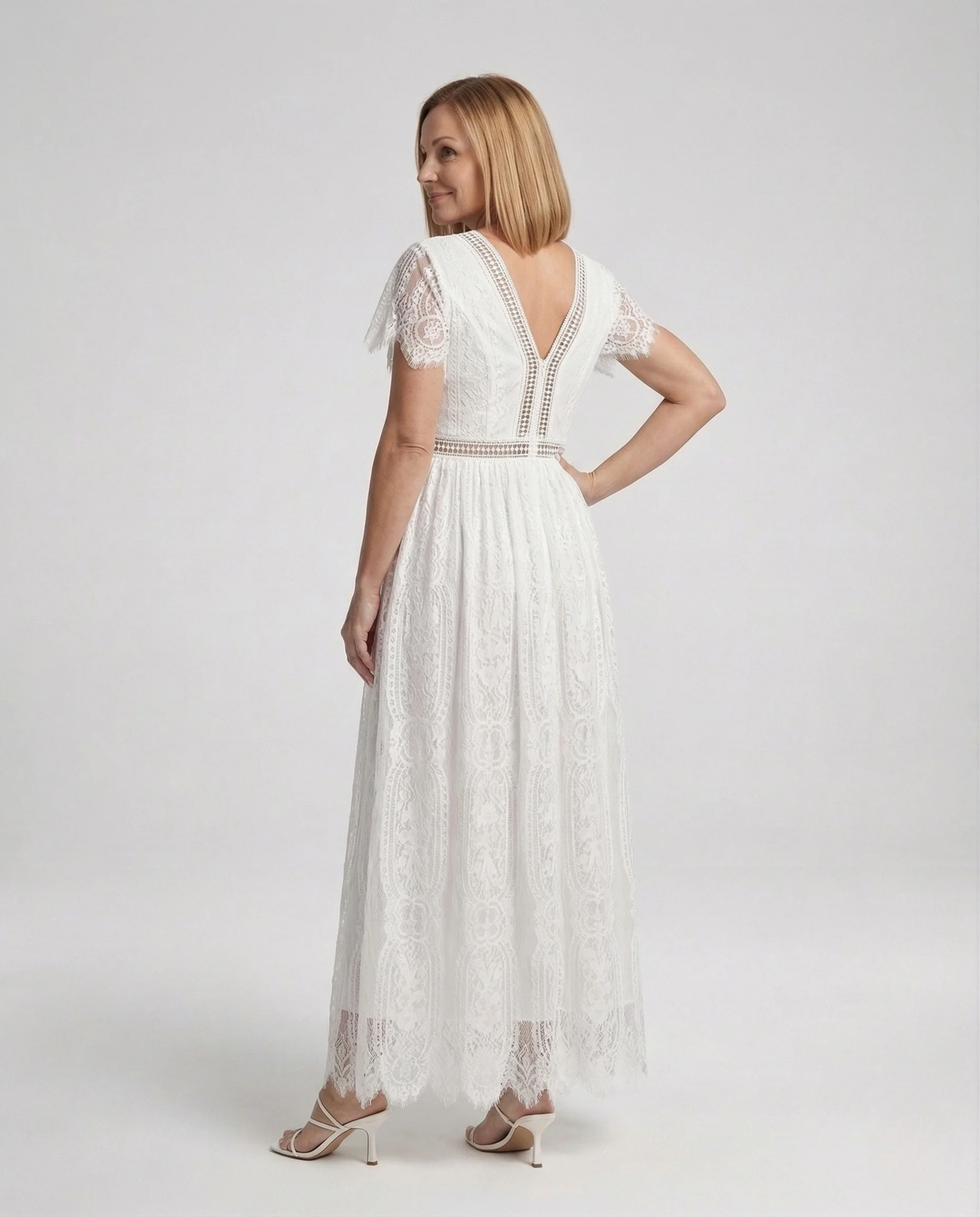 Damen Spitzen Maxikleid Empire - Image 4