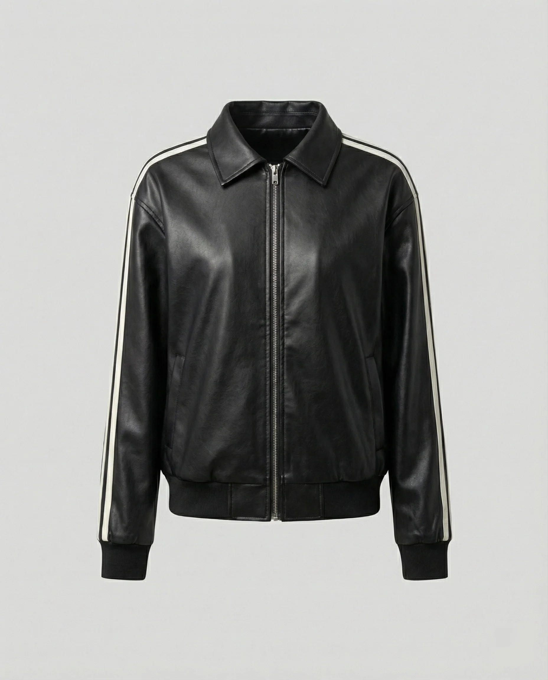 Damen sportlich-elegante weite Reißverschlussjacke mit Hemdkragen, Eingrifftaschen und kontrastierenden Ärmelstreifen Heidi-Mode - Image 6