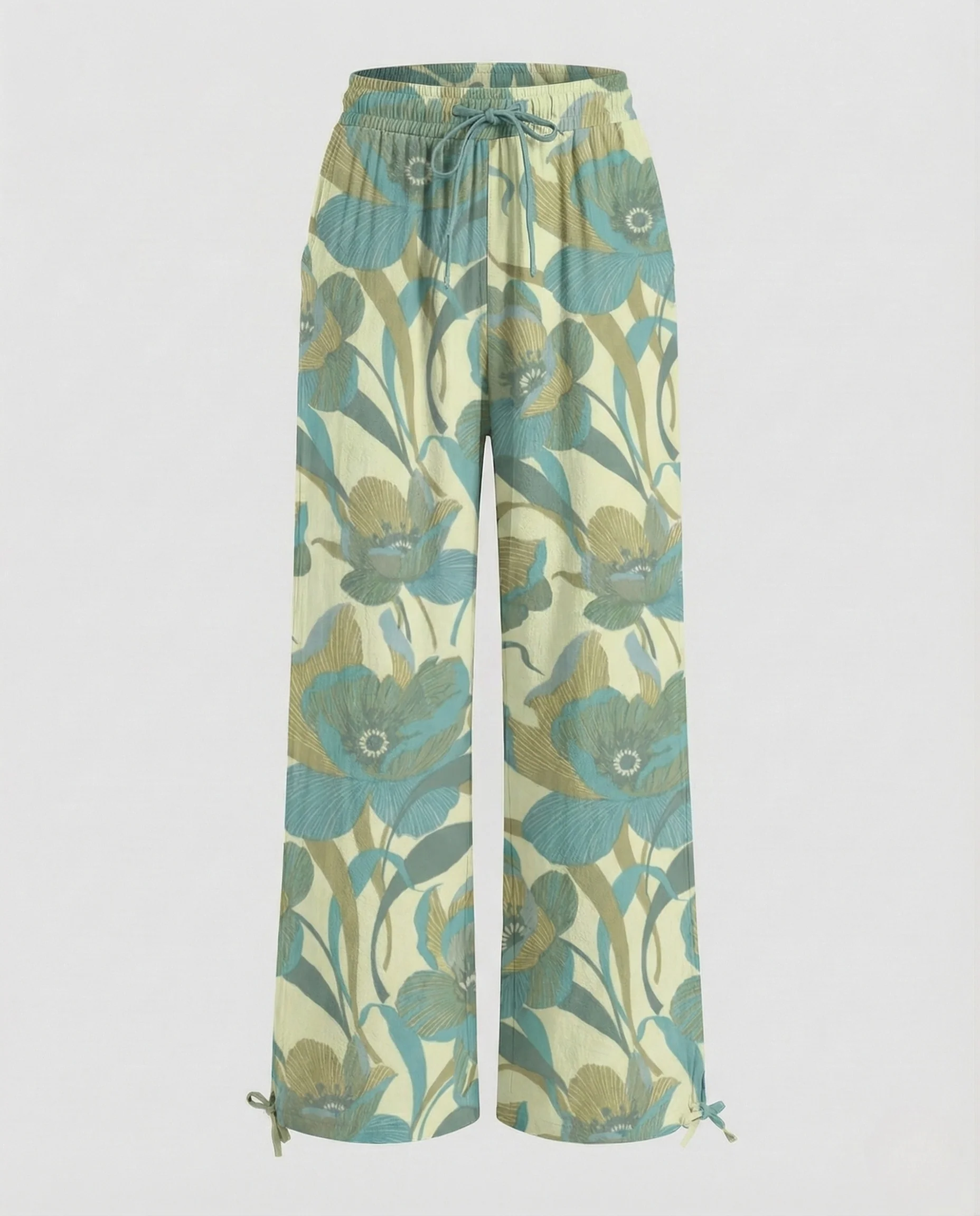 Damen Leinenhose Weit Elastischer Bund Kordelzug - Image 7