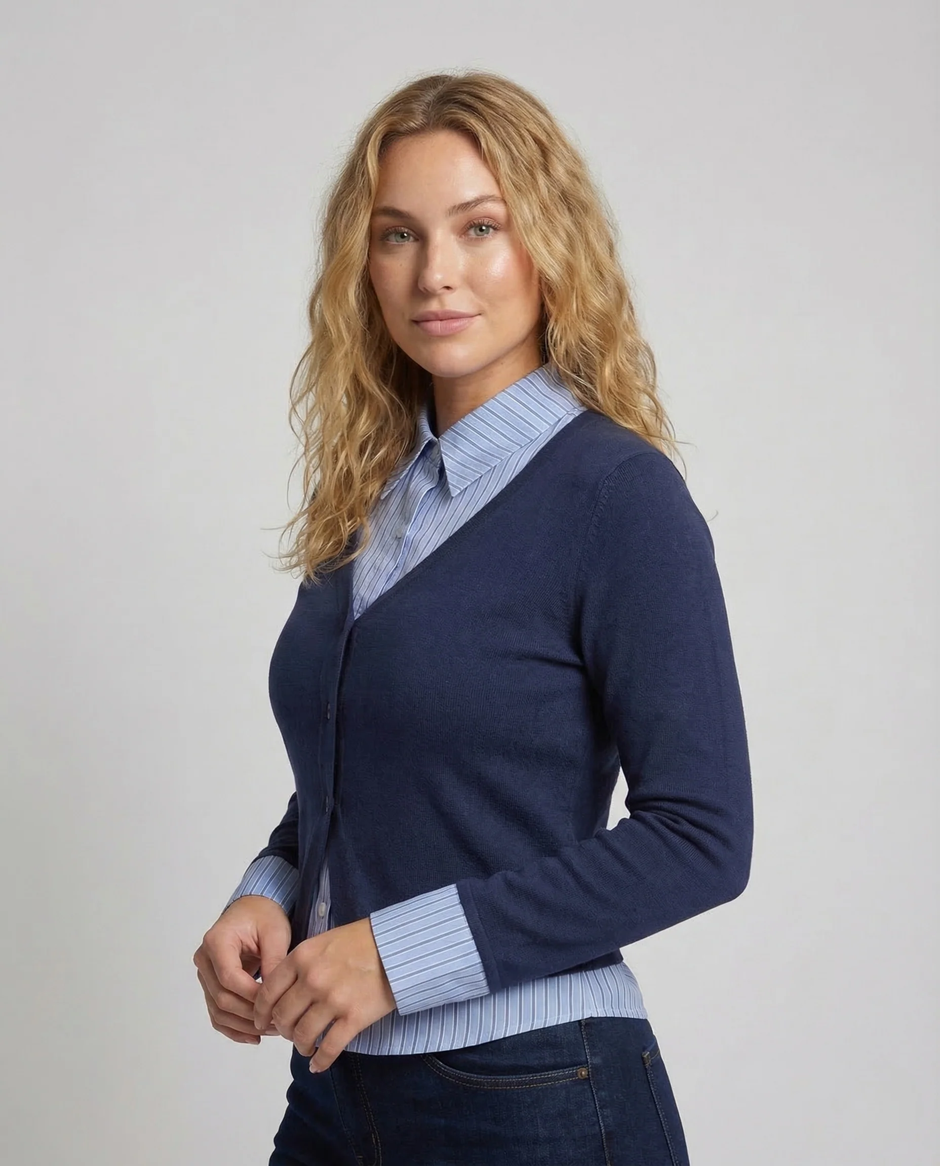 Damen Strickcardigan Hemdkragen - Image 2