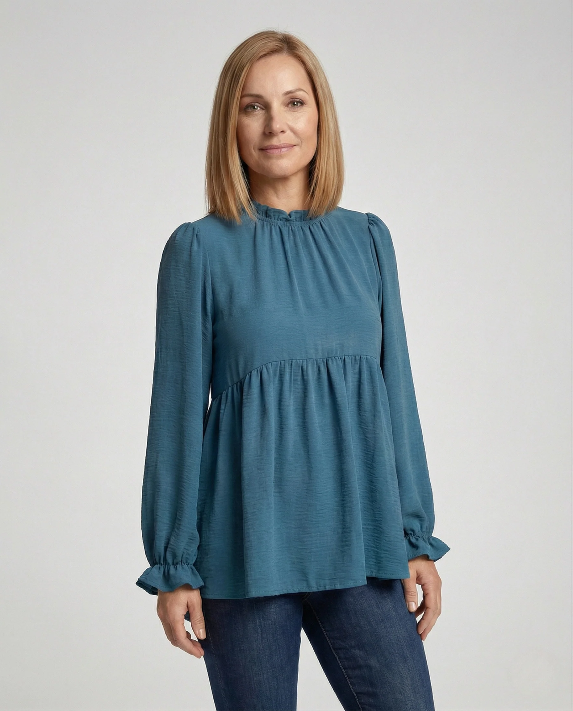 Bluse Damen Babydoll Struktur - Image 2