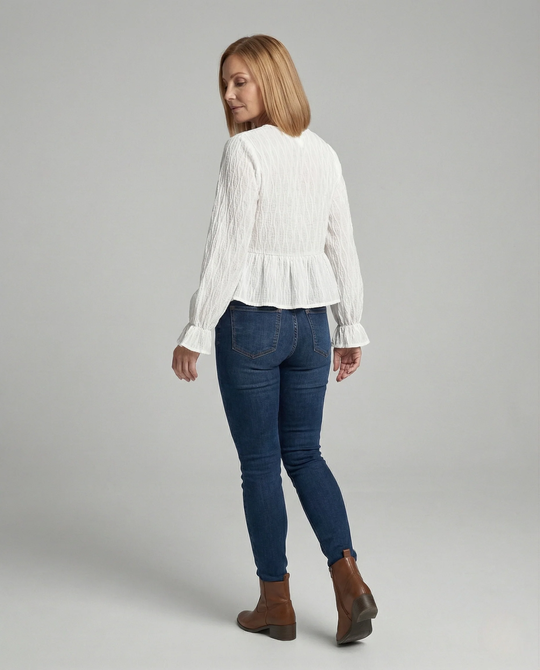 Bluse Damen Bindebluse Peplum - Image 4
