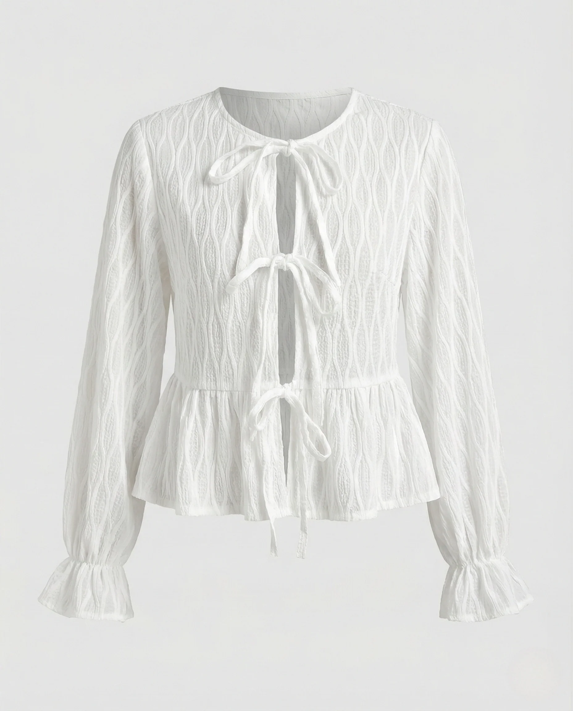 Bluse Damen Bindebluse Peplum - Image 5